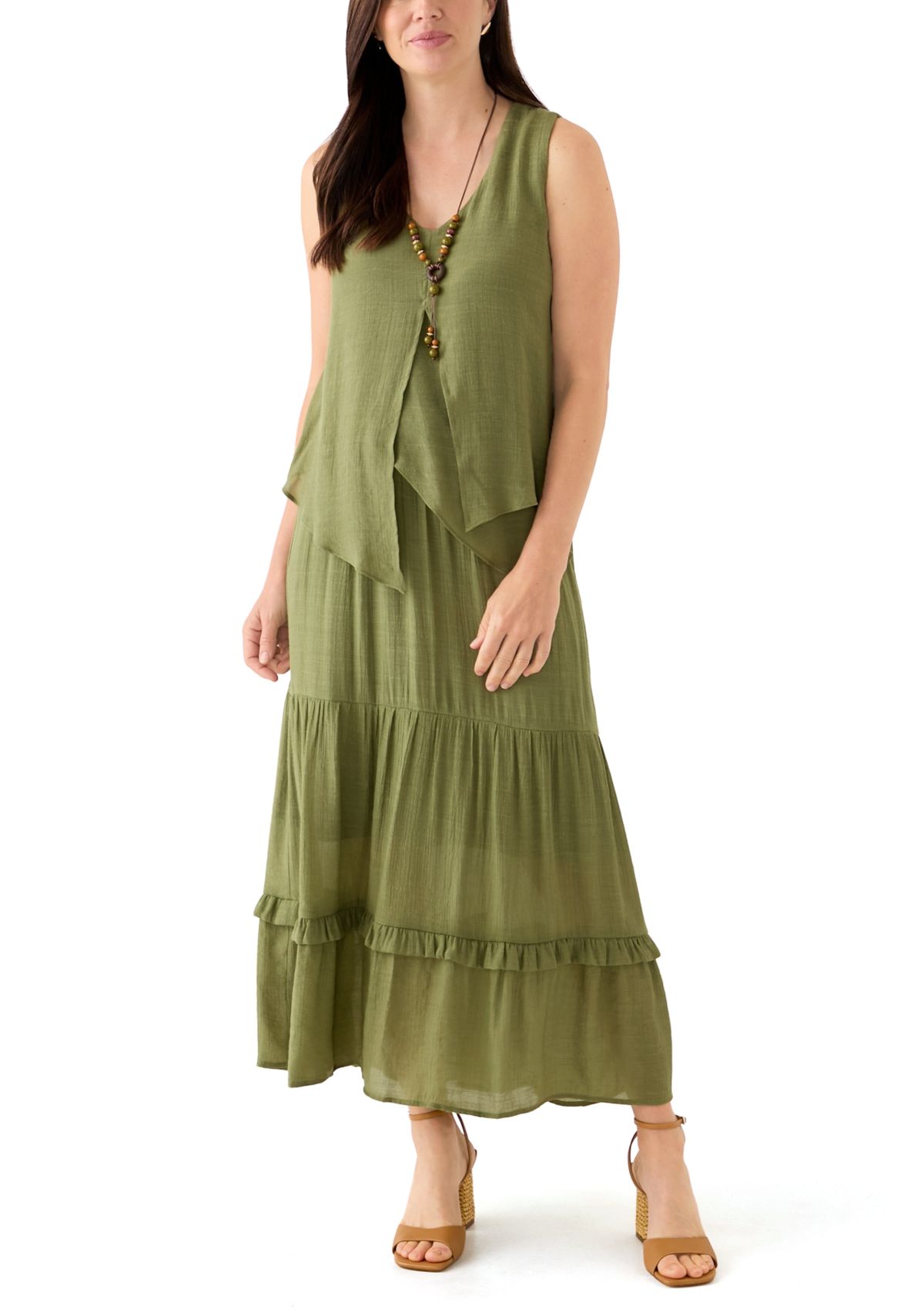 Womens Sleeveless Knit Overlay Top