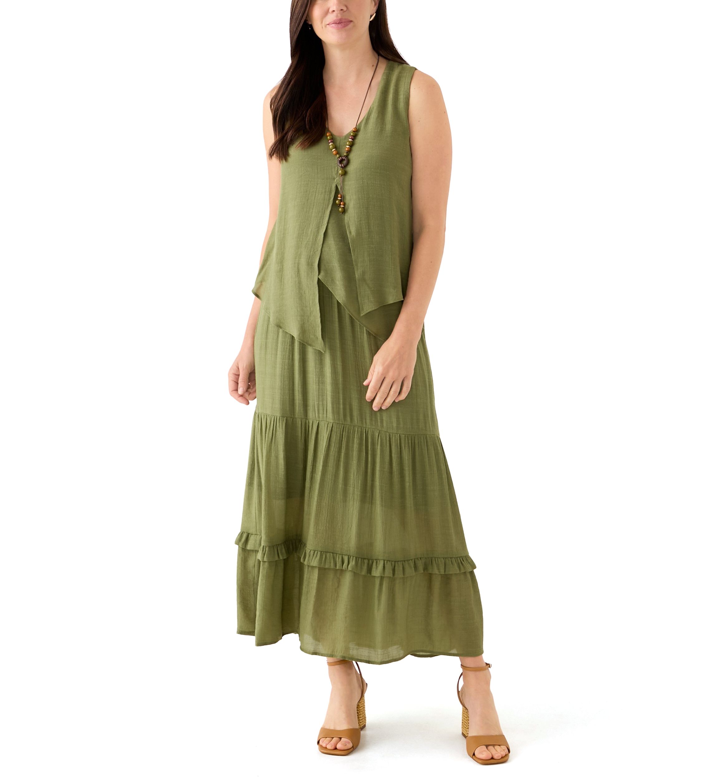 Womens Sleeveless Knit Overlay Top