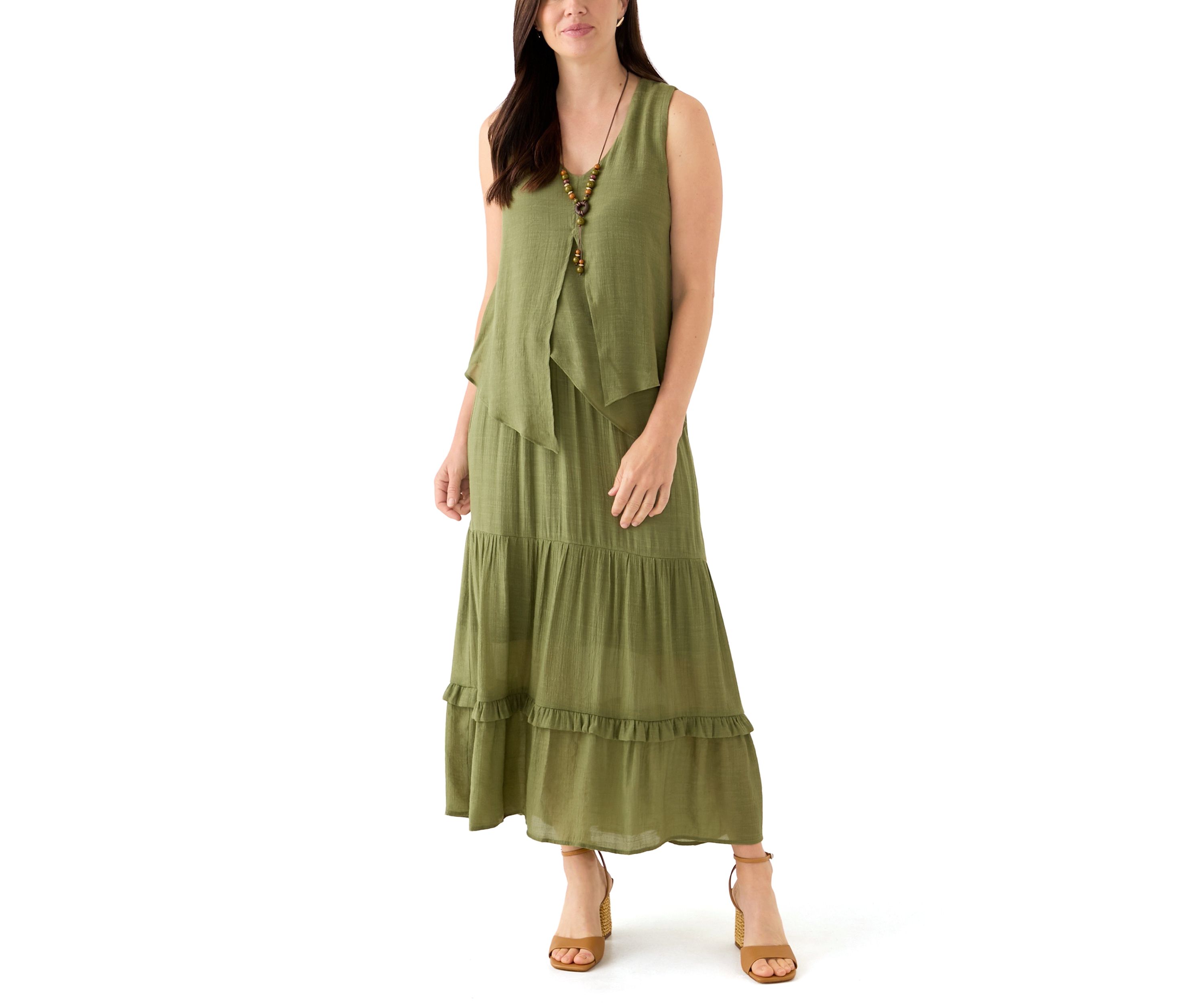 Womens Sleeveless Knit Overlay Top