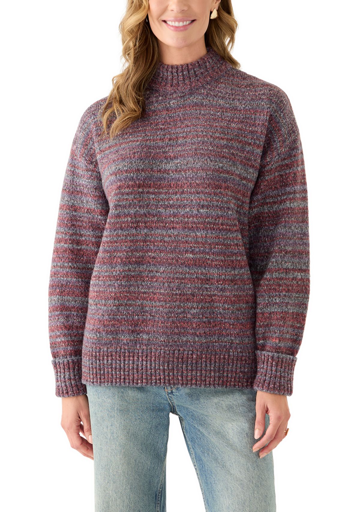 Womens Long Sleeve Mock Neck Sweater 