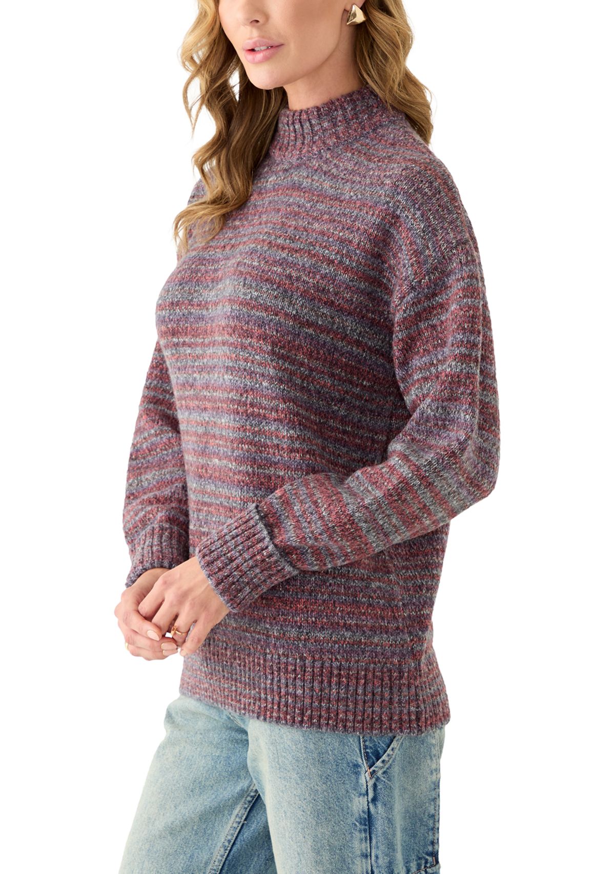 Womens Long Sleeve Mock Neck Sweater 