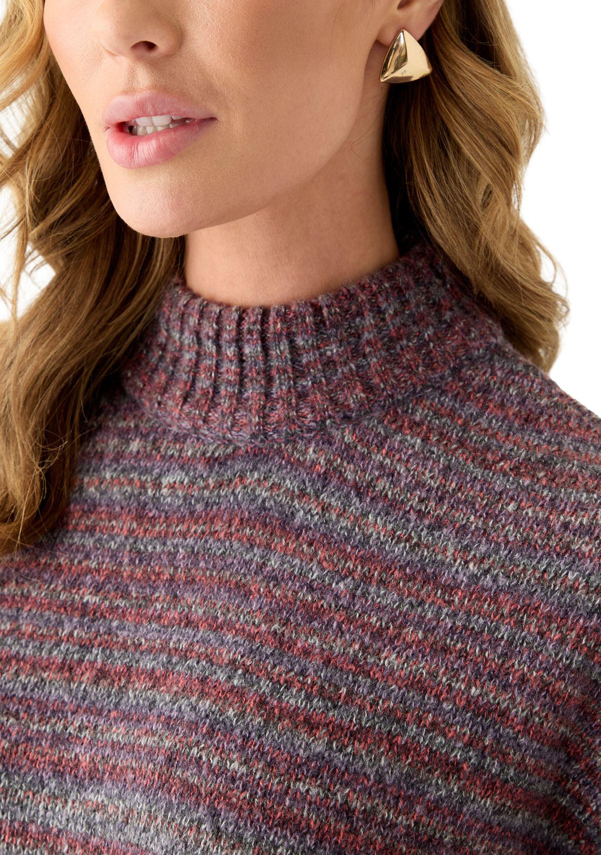Womens Long Sleeve Mock Neck Sweater 