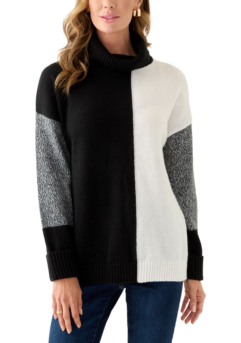Womens Long Sleeve Colorblock Sweater 
