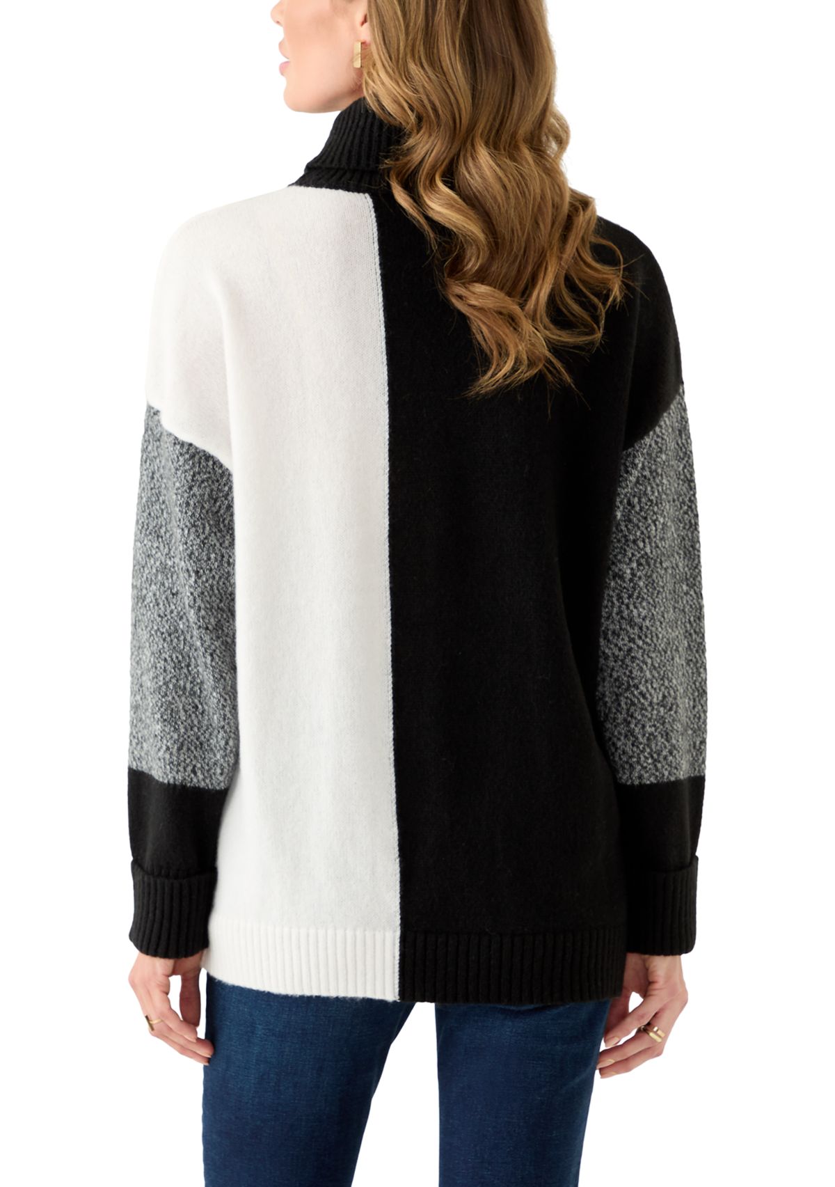 Womens Long Sleeve Colorblock Sweater 