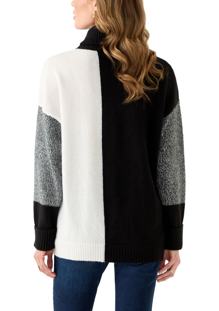 Womens Long Sleeve Colorblock Sweater 