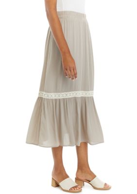 Women's Lace Inset Midi Skirt