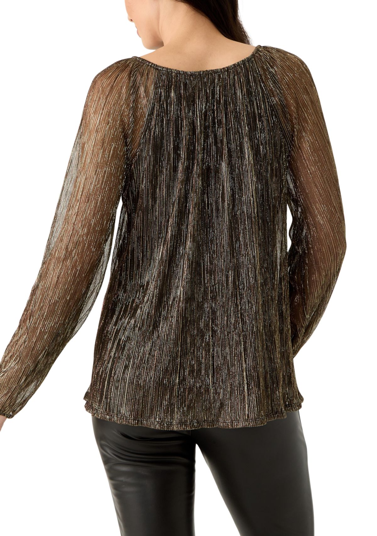 Womens Long Sleeve V-Neck Lurex Top