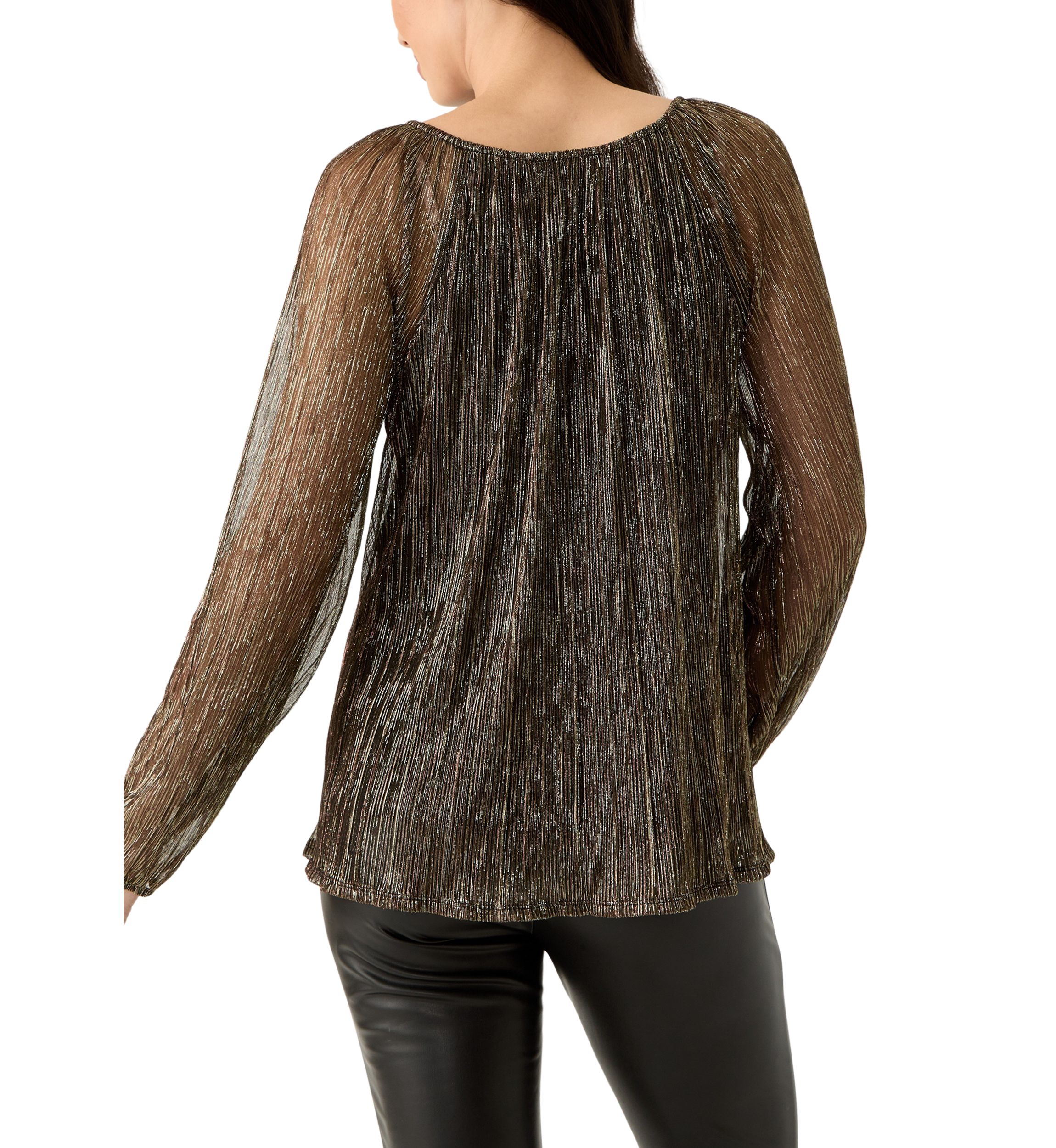 Womens Long Sleeve V-Neck Lurex Top