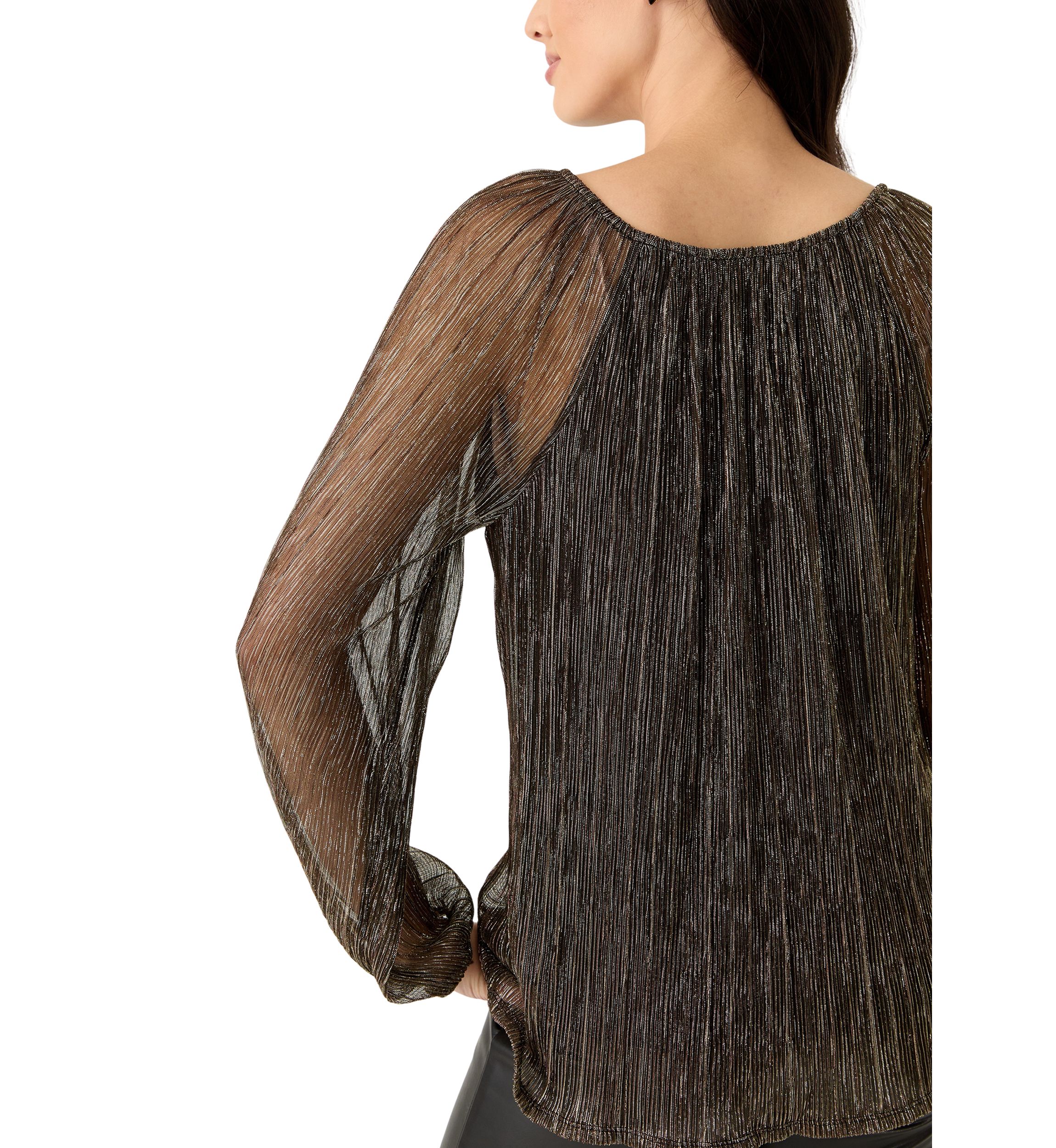 Womens Long Sleeve V-Neck Lurex Top