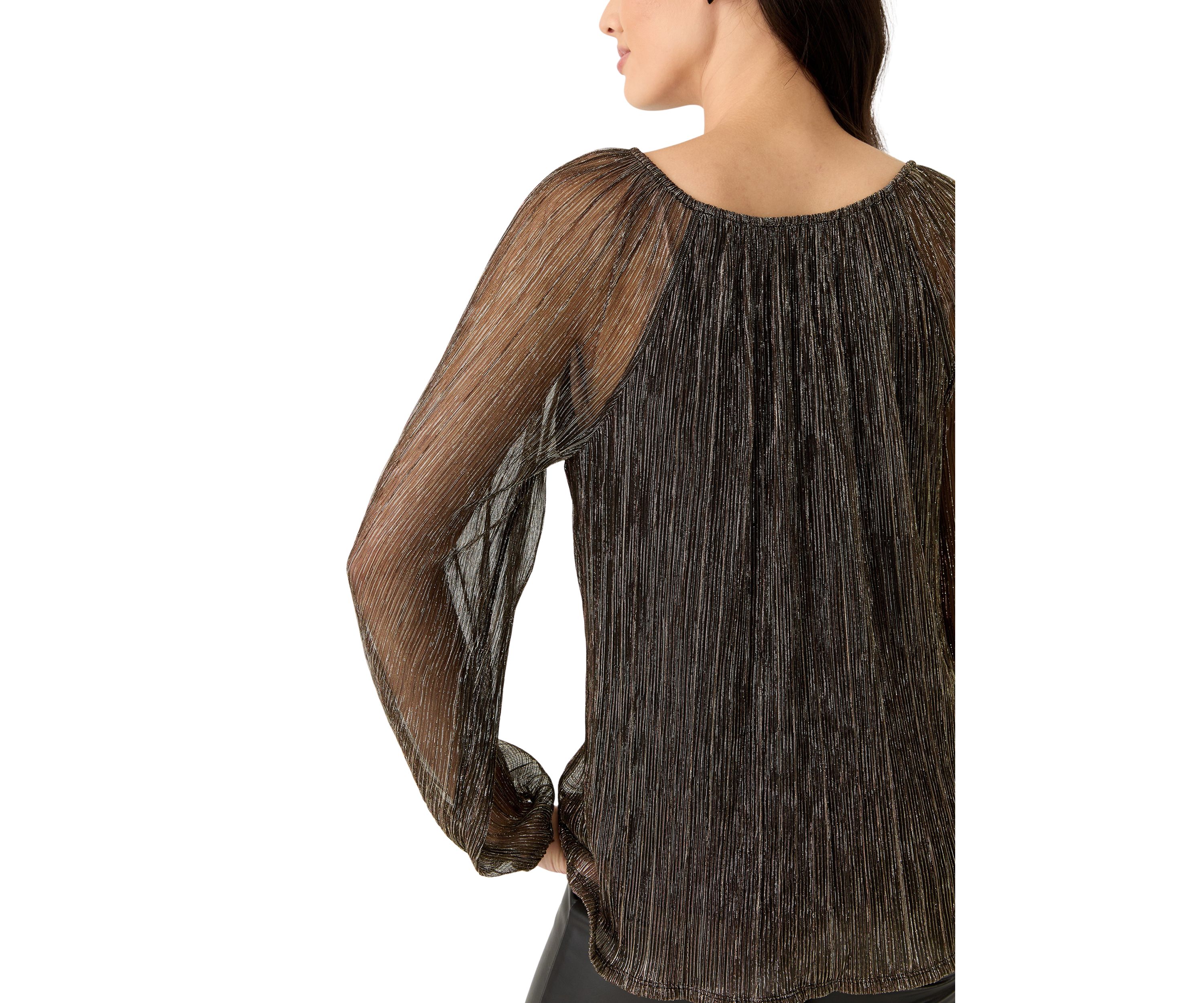 Womens Long Sleeve V-Neck Lurex Top