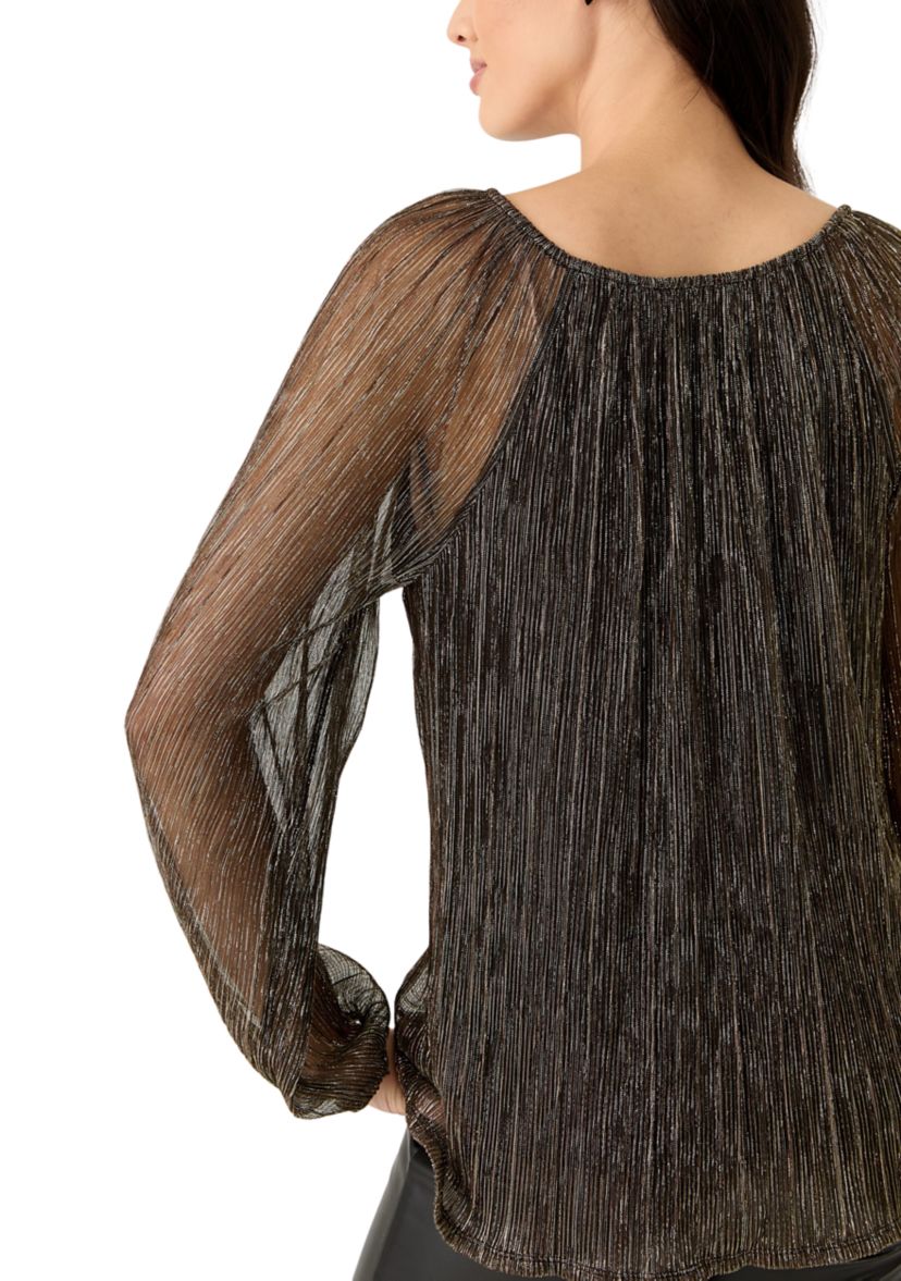 Womens Long Sleeve V-Neck Lurex Top