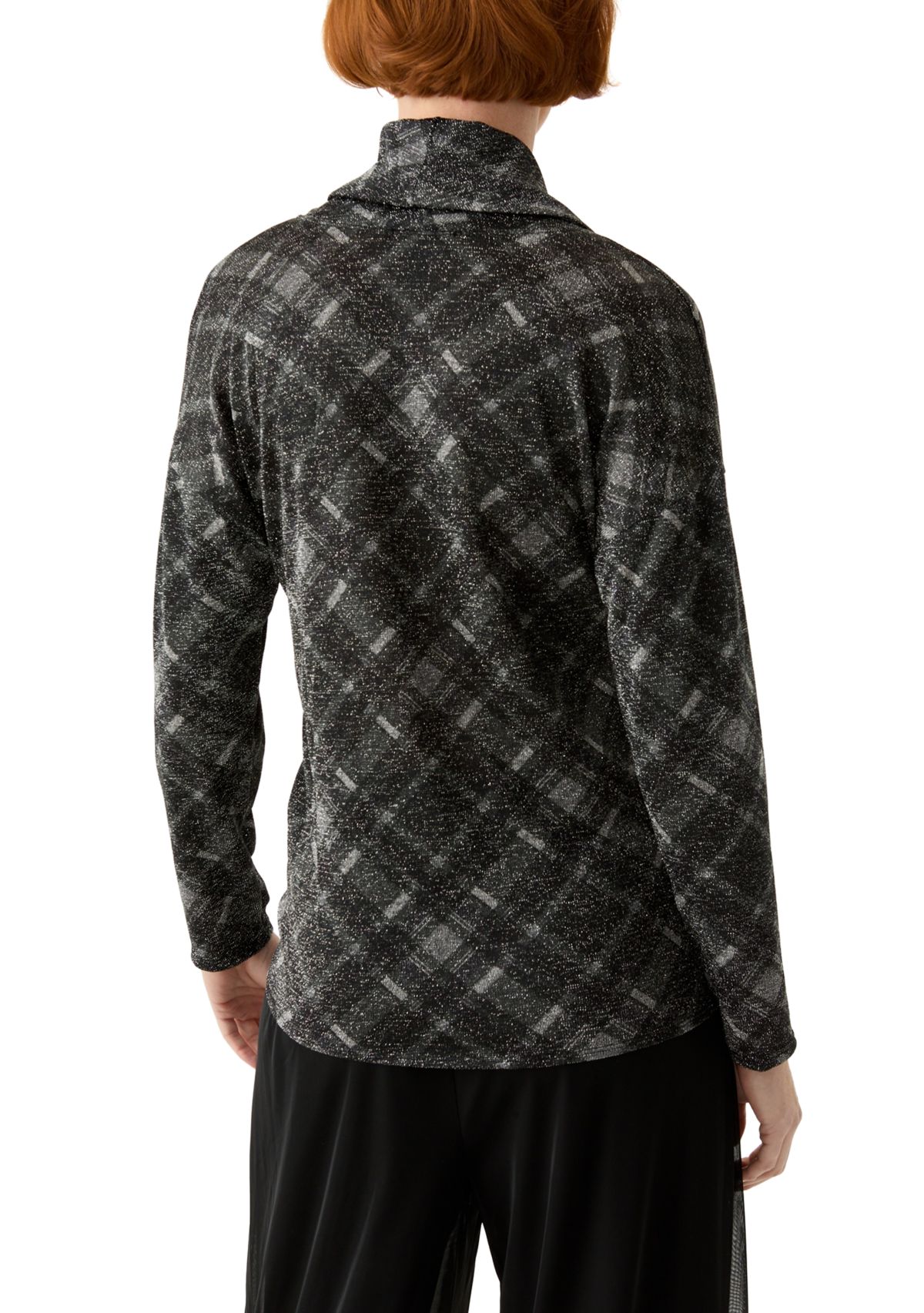 Womens Long Dolman Sleeve Cowl Neck Printed Poncho