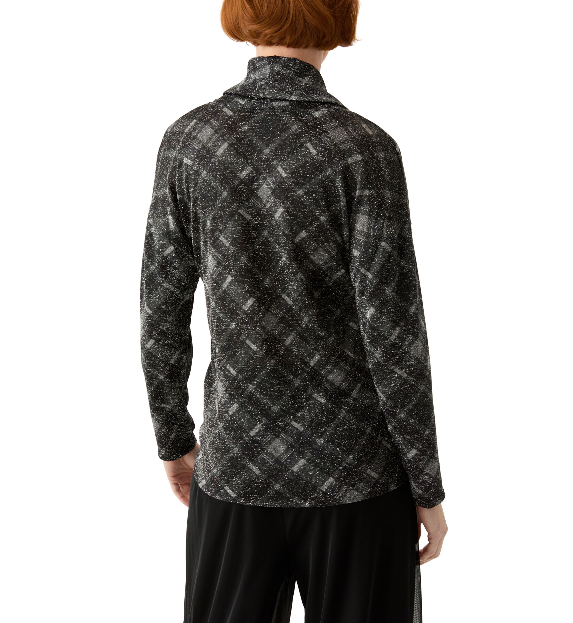 Womens Long Dolman Sleeve Cowl Neck Printed Poncho