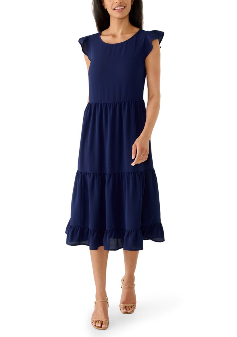 drop waist midi dresses with sleeves Willa Linen Drop Waist Midi Dress – No. 14 main image 1