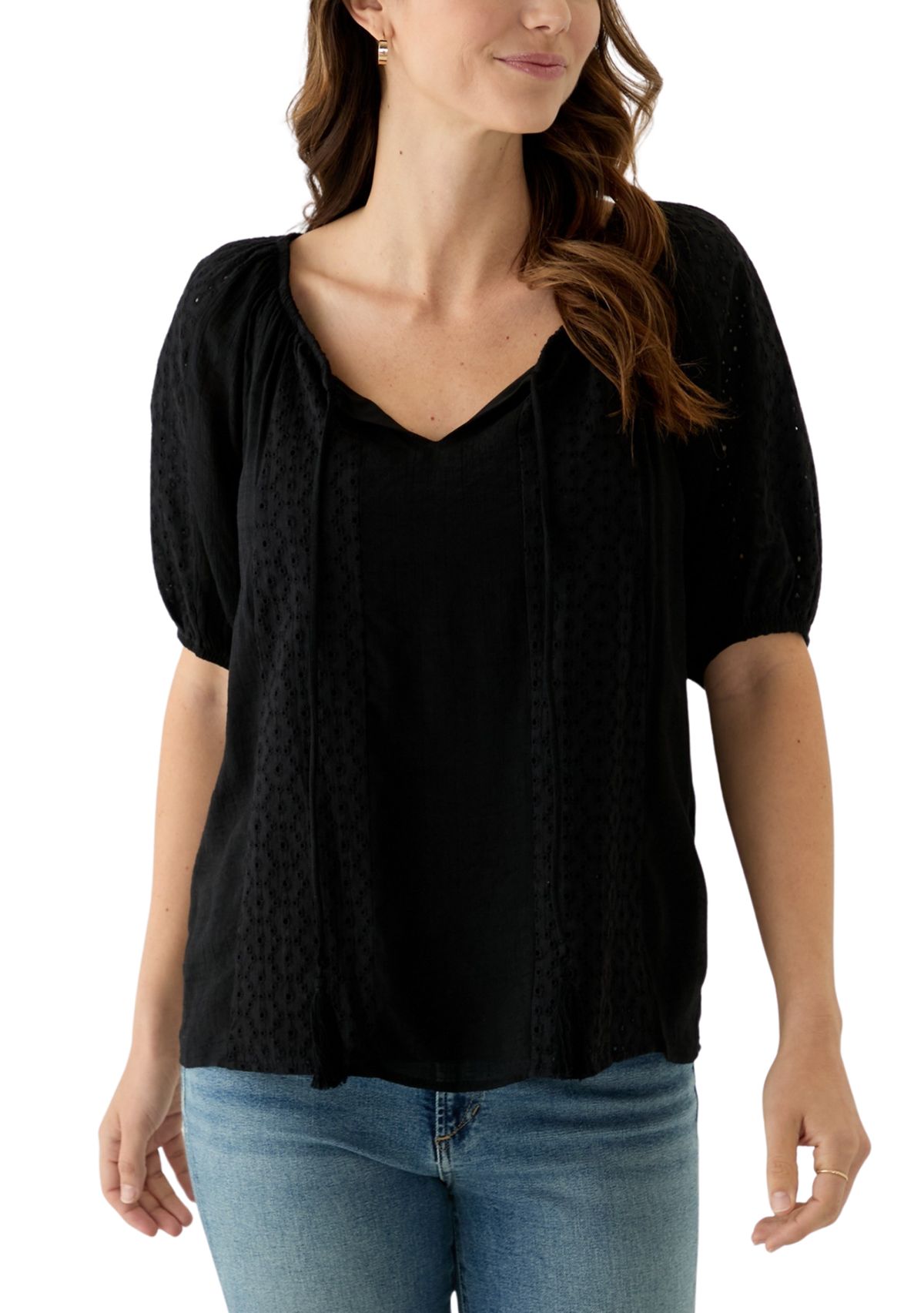 Womens Short Sleeve Peasant Blouse