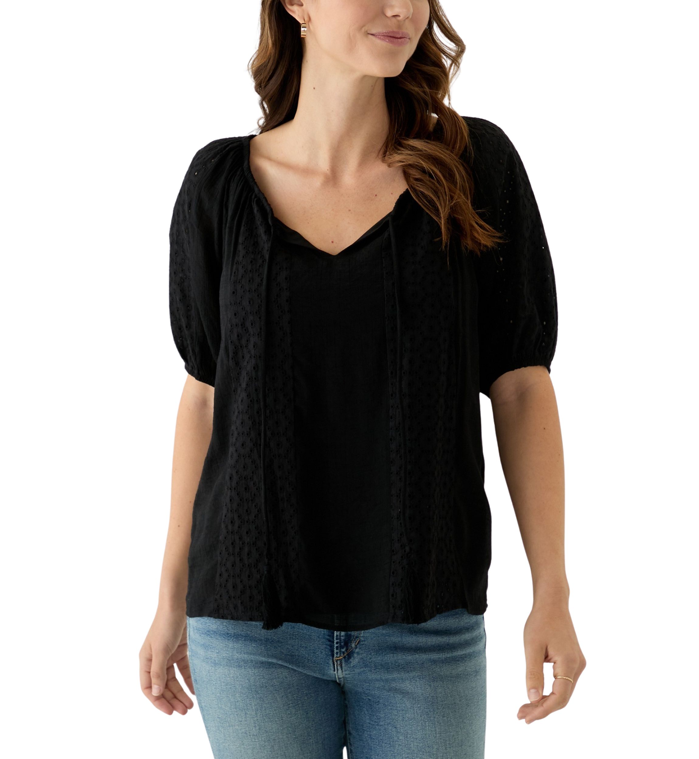 Womens Short Sleeve Peasant Blouse