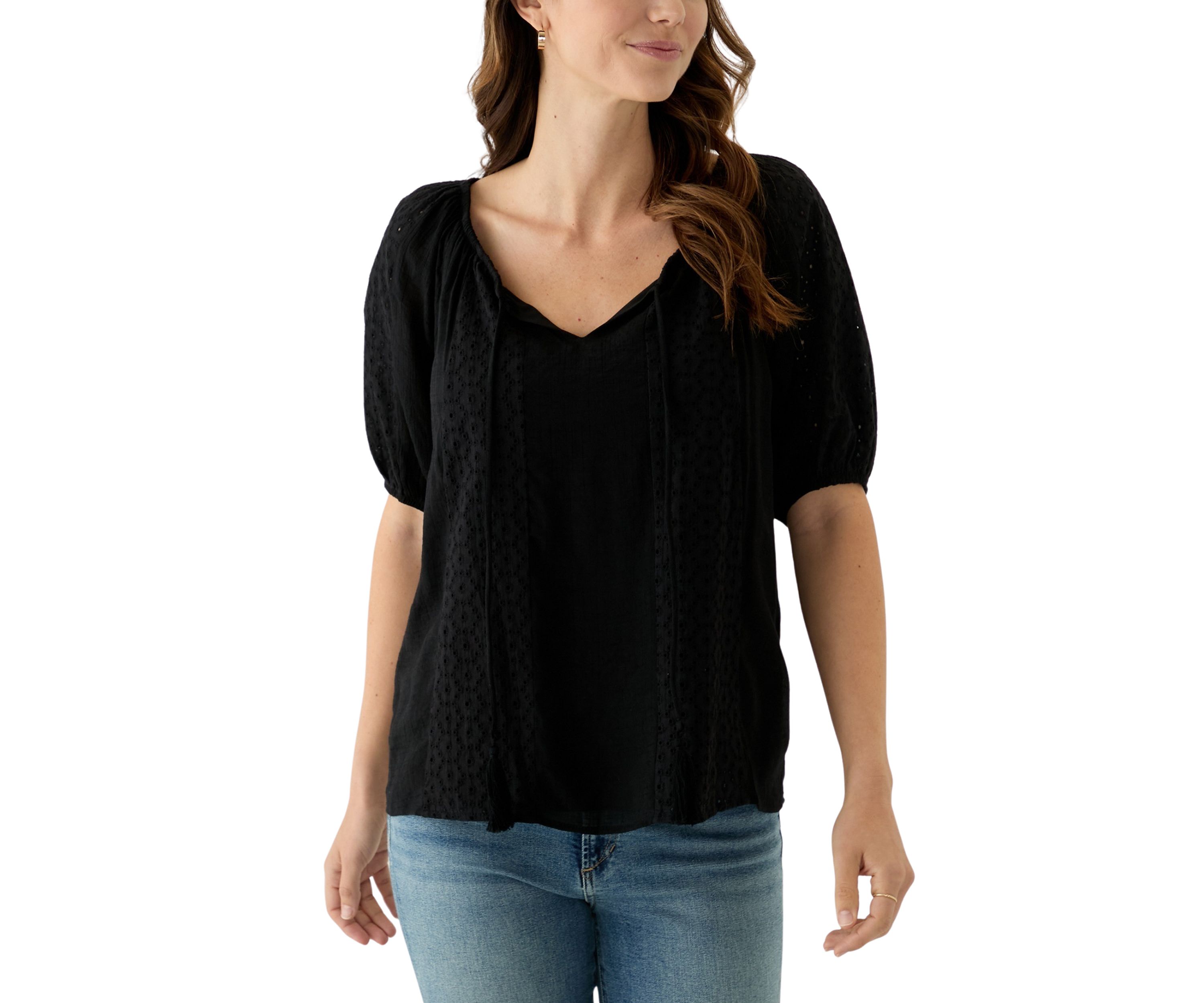Womens Short Sleeve Peasant Blouse