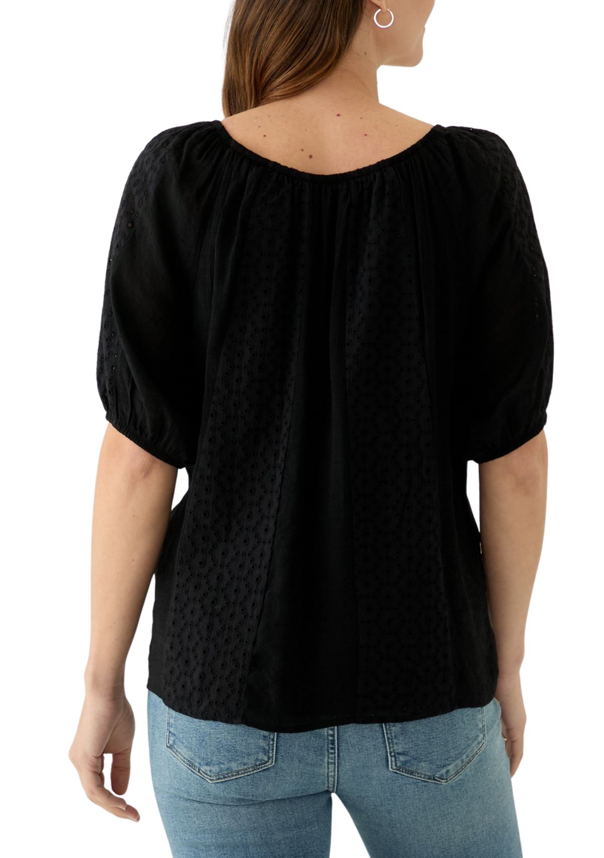 Womens Short Sleeve Peasant Blouse