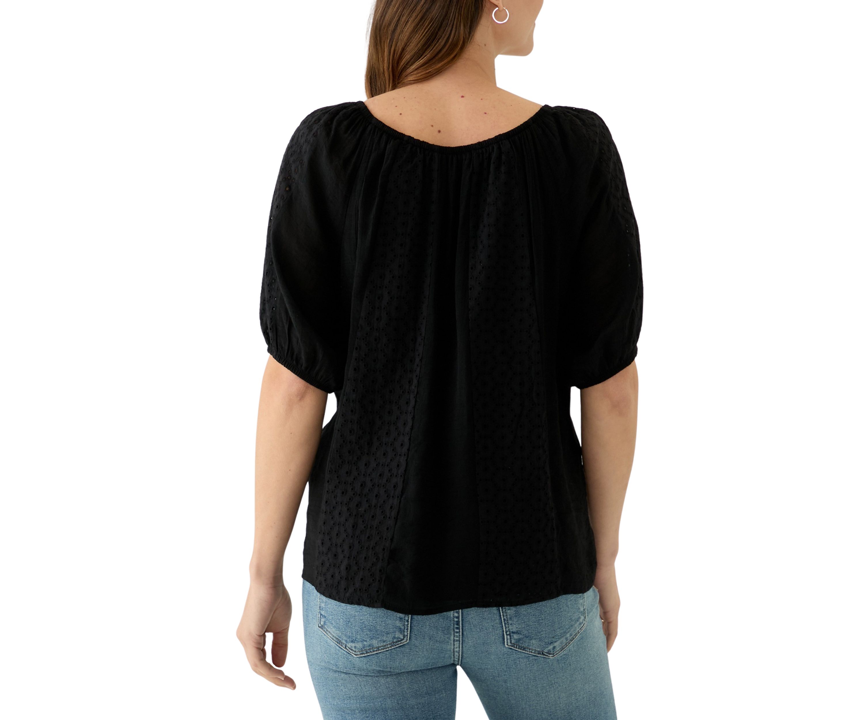 Womens Short Sleeve Peasant Blouse