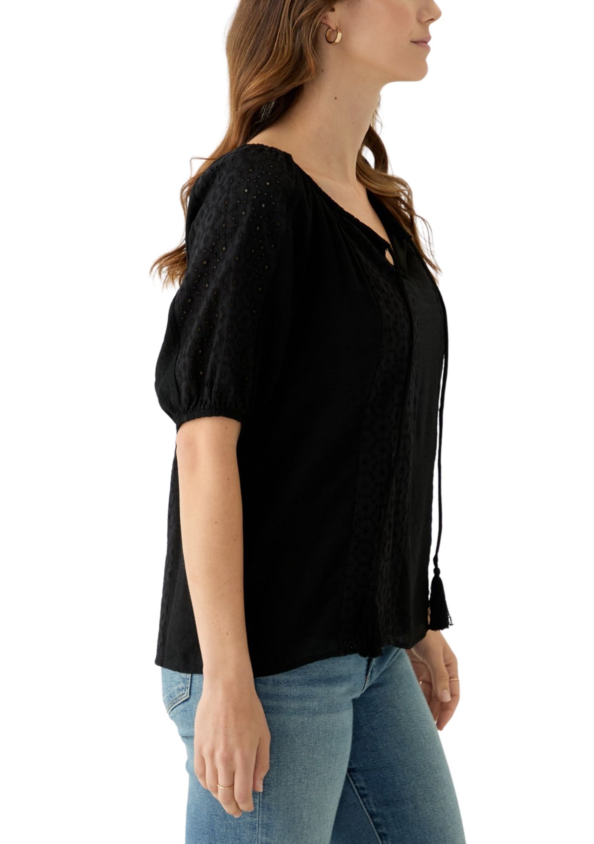 Womens Short Sleeve Peasant Blouse