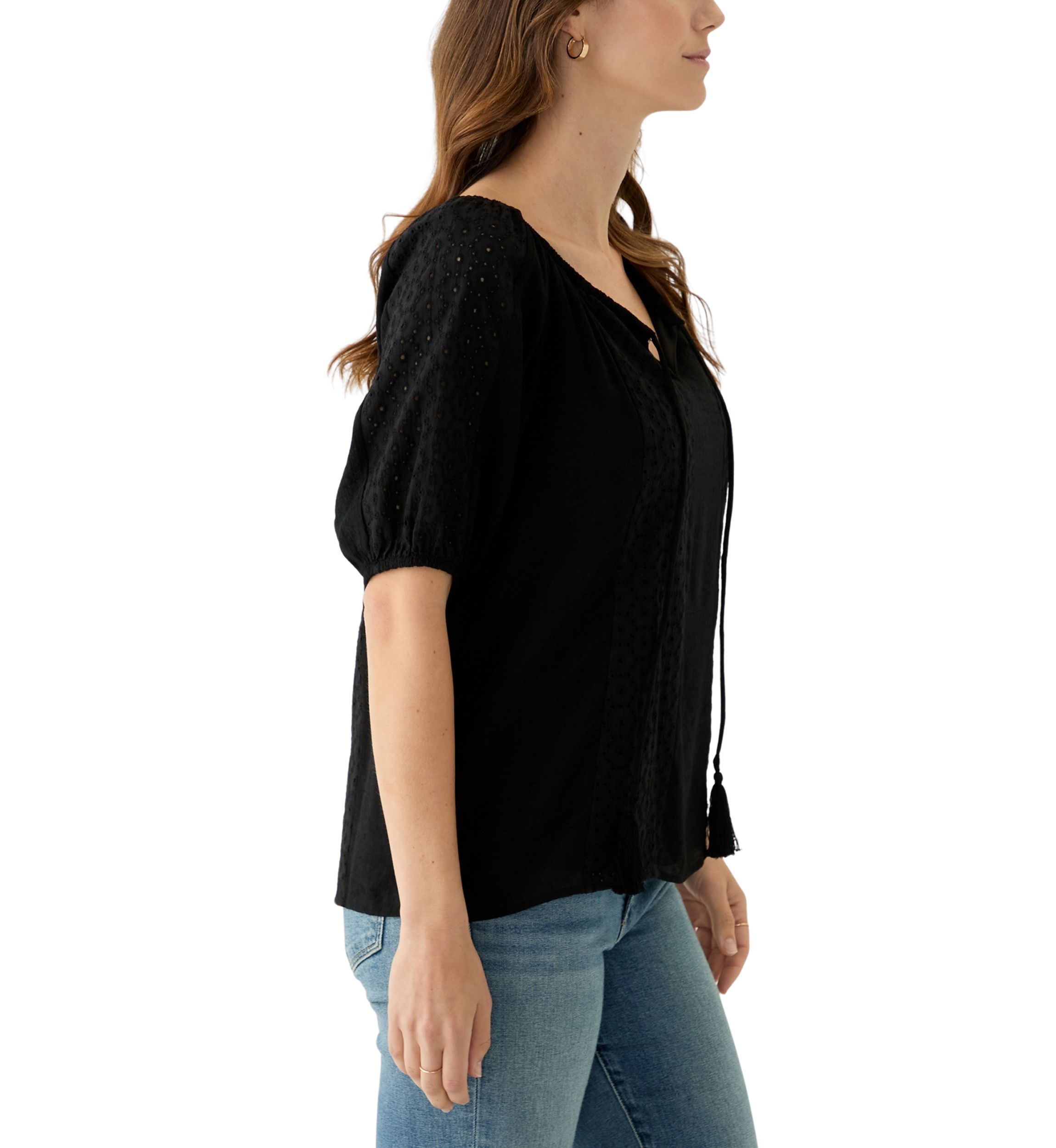 Womens Short Sleeve Peasant Blouse