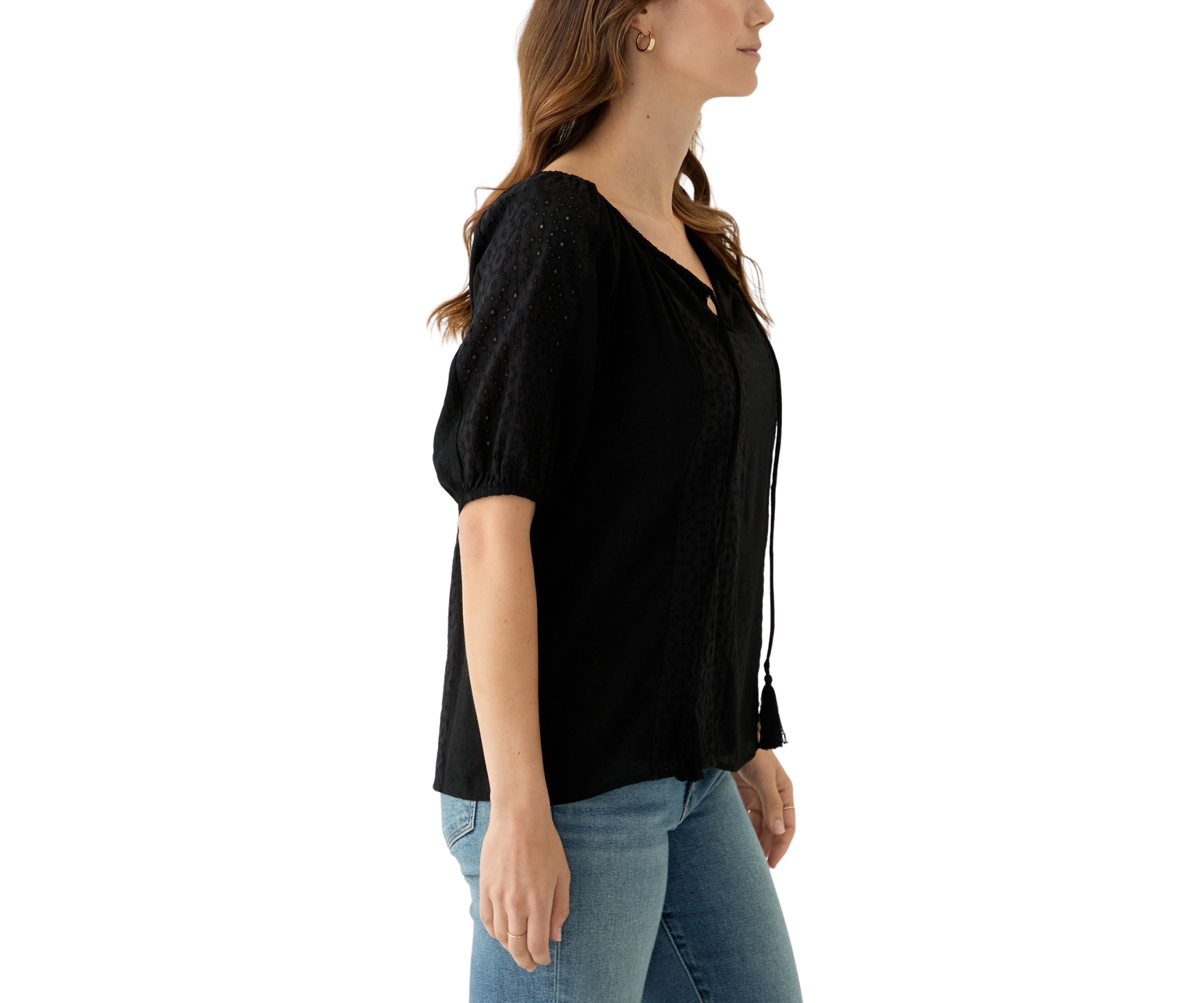 Womens Short Sleeve Peasant Blouse