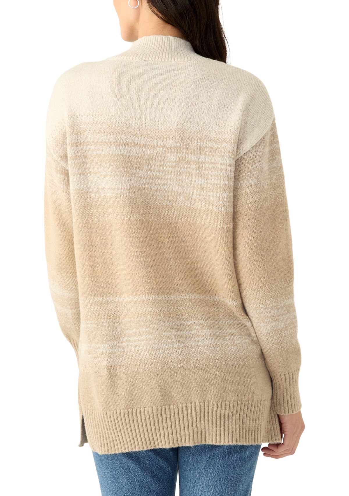 Womens Long Sleeve Ombré Button Shoulder Sweater
