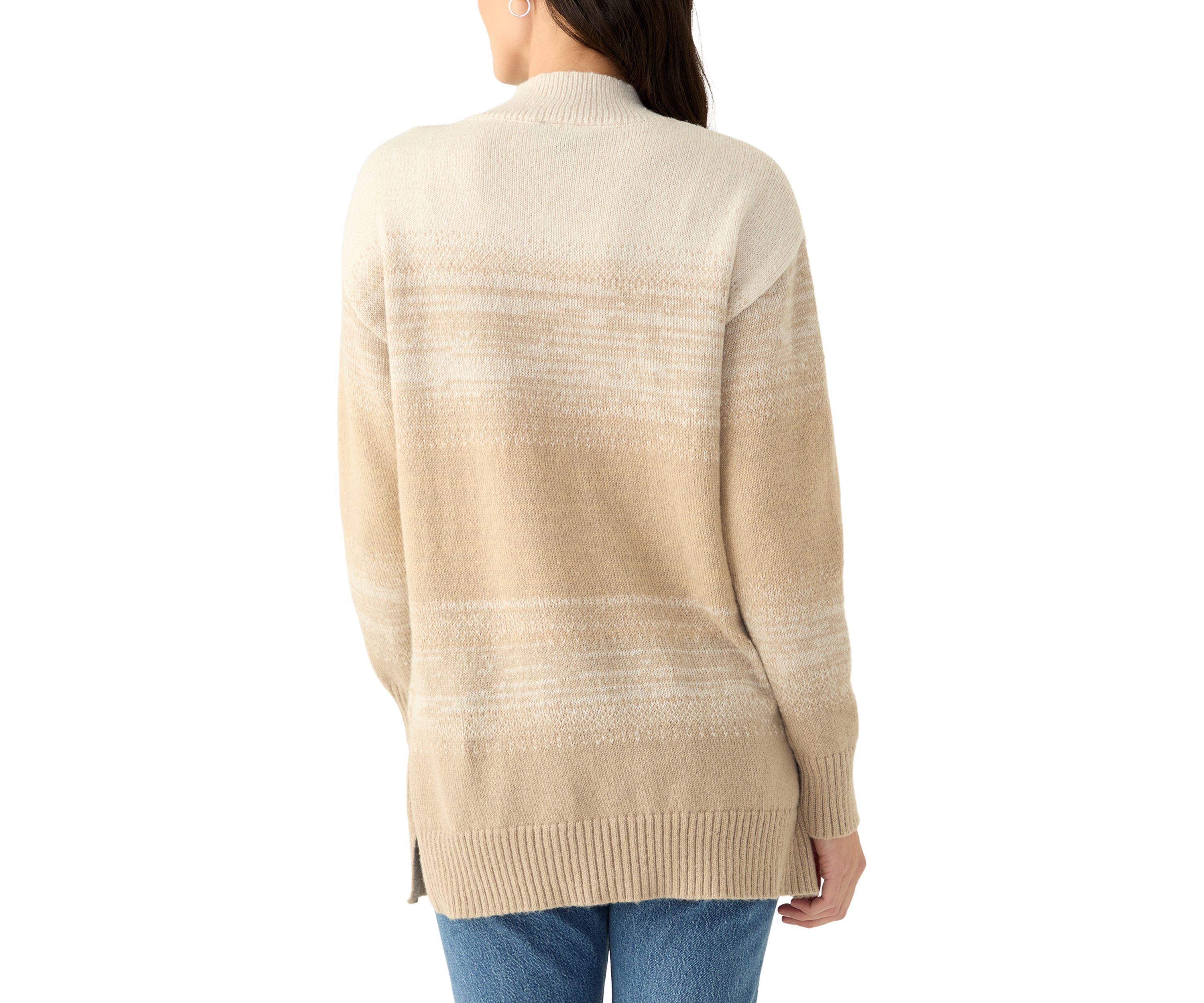 Womens Long Sleeve Ombré Button Shoulder Sweater