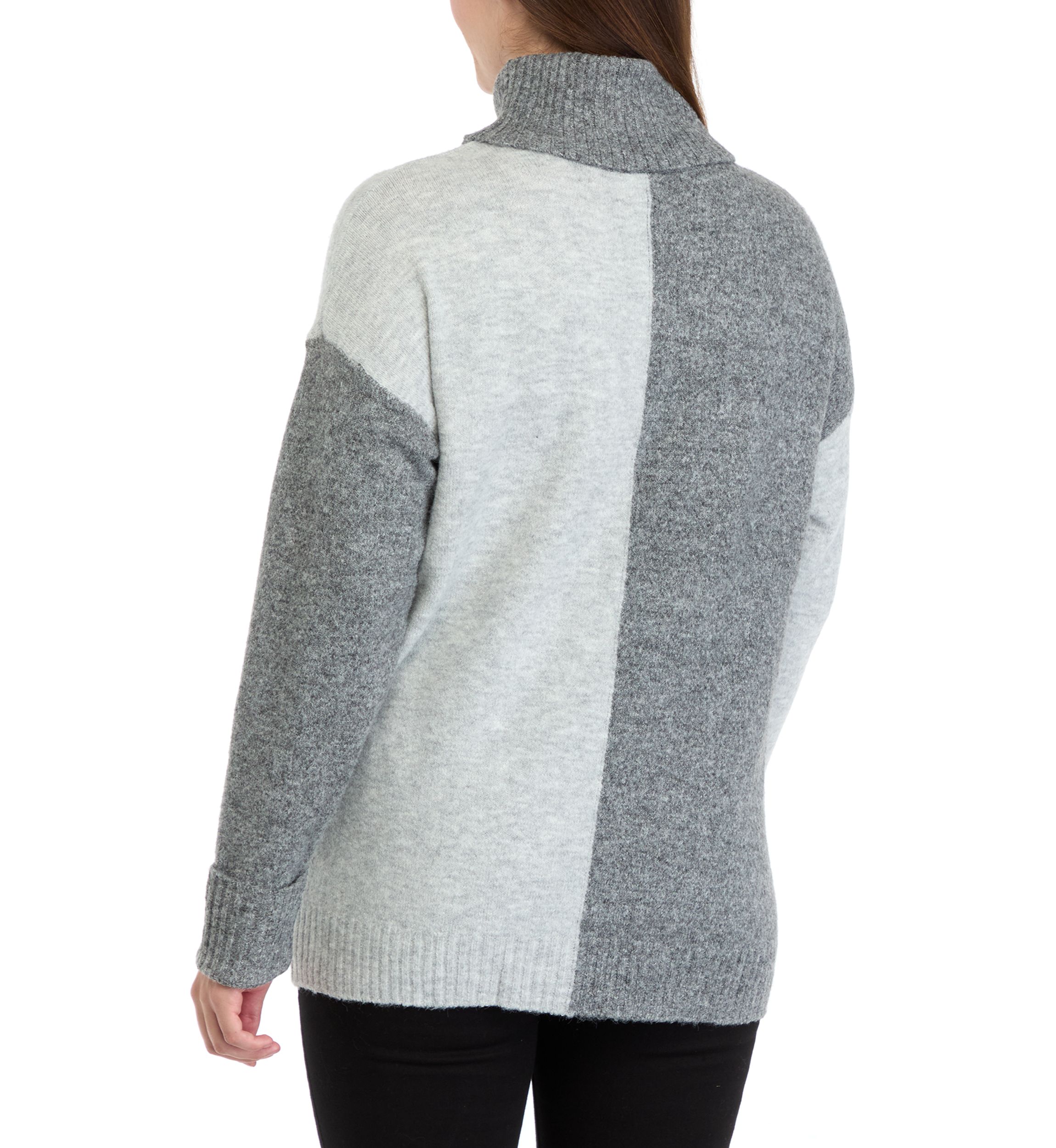 Womens Long Sleeve Turtleneck Color Block Sweater