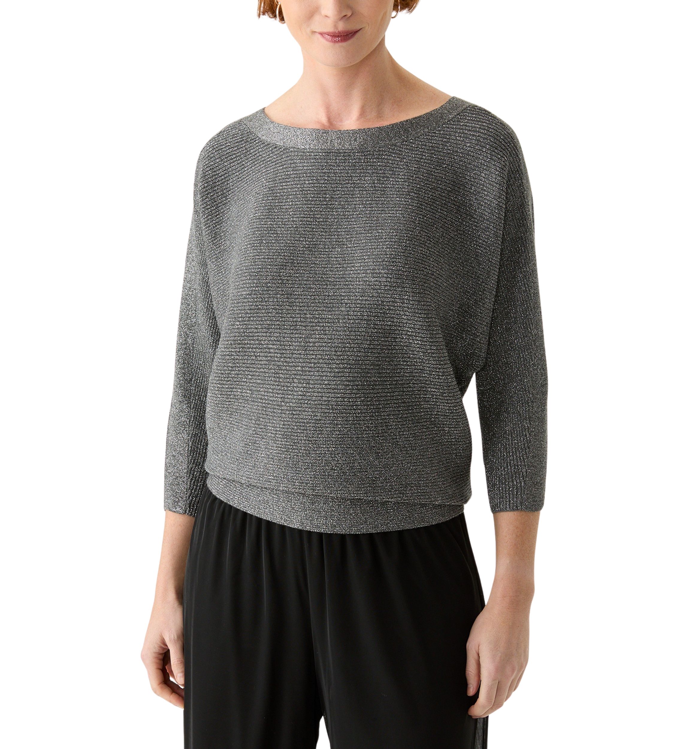Womens 3/4 Sleeve Shine Dolman Sweater 