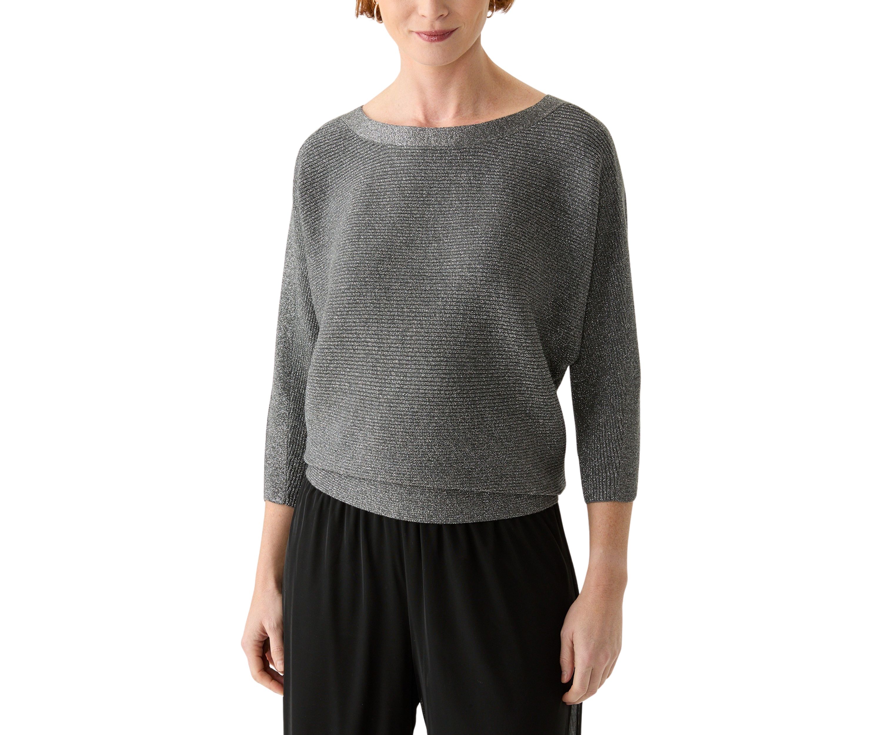 Womens 3/4 Sleeve Shine Dolman Sweater 