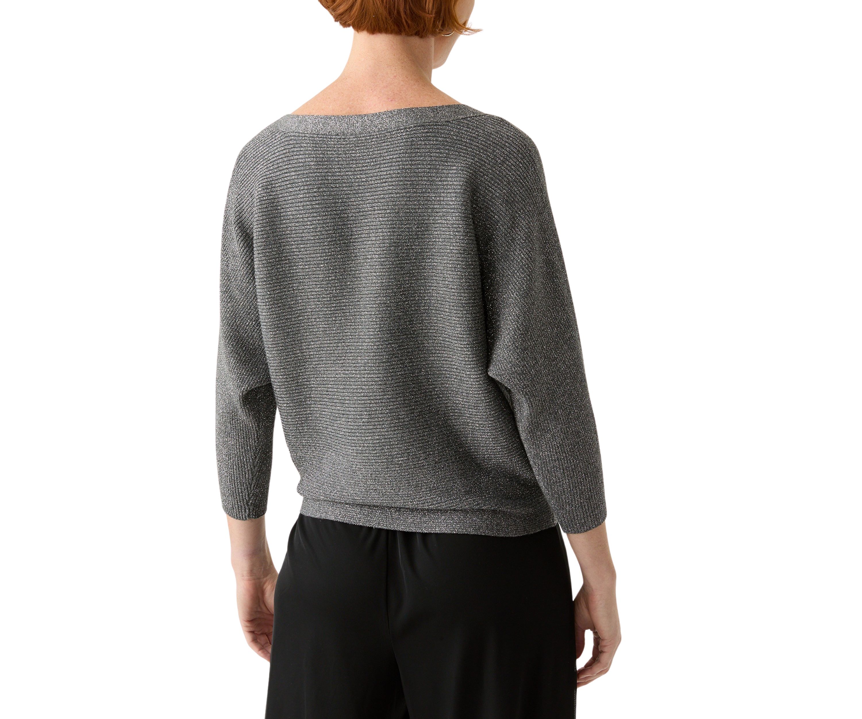 Womens 3/4 Sleeve Shine Dolman Sweater 