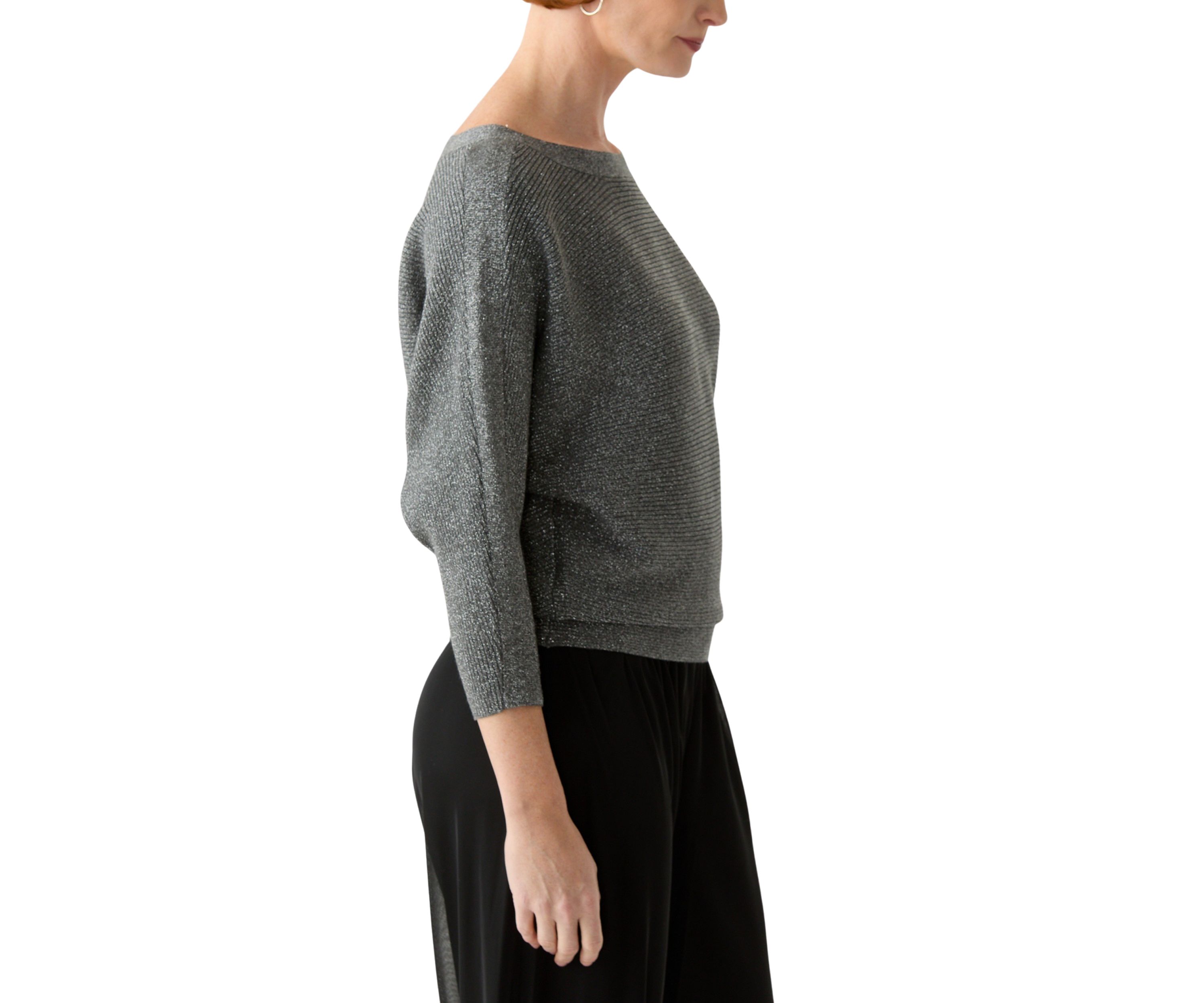 Womens 3/4 Sleeve Shine Dolman Sweater 
