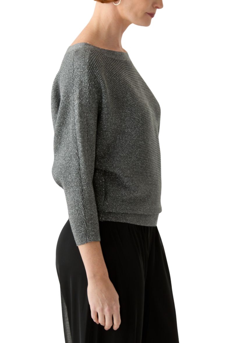 Womens 3/4 Sleeve Shine Dolman Sweater 
