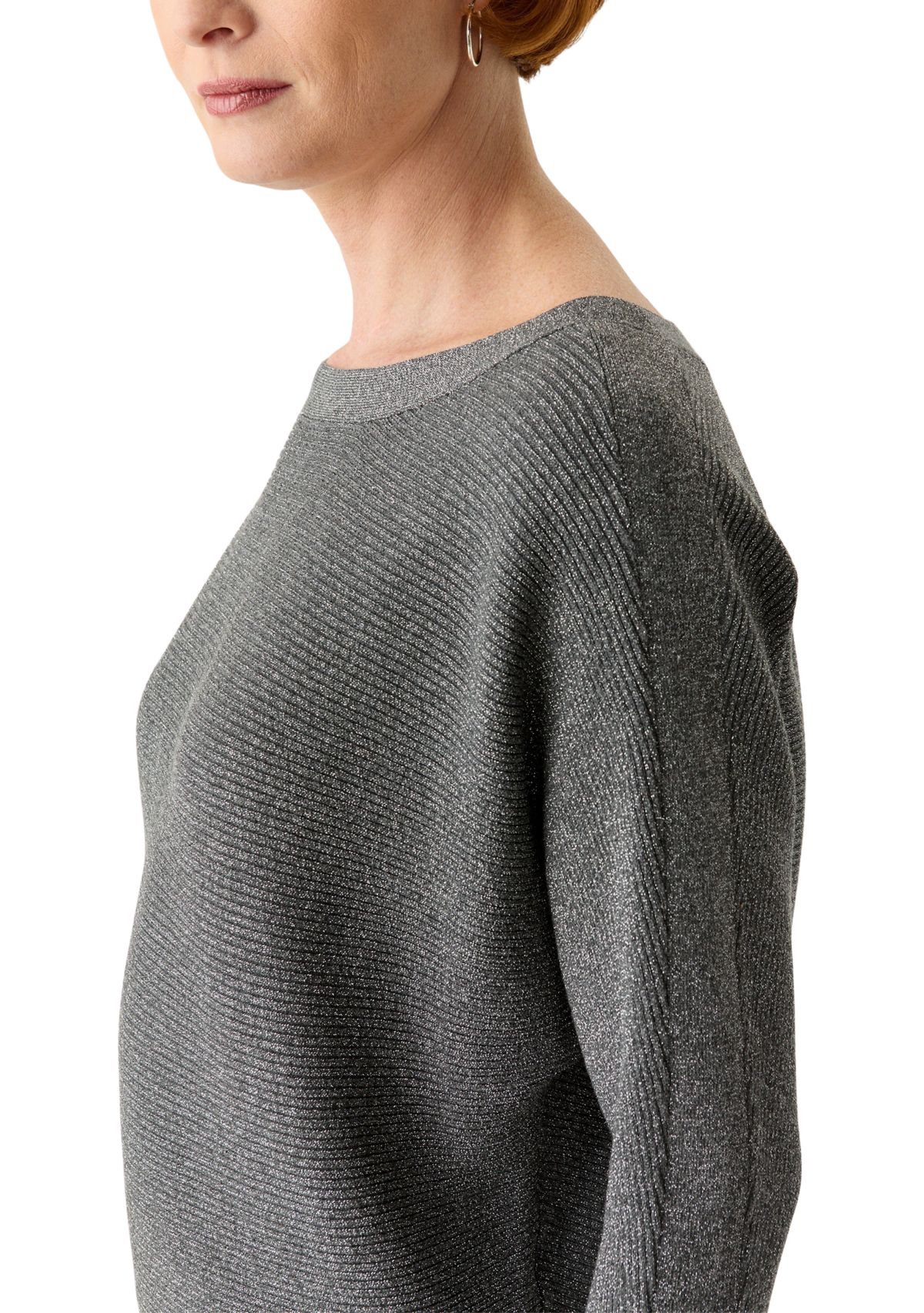 Womens 3/4 Sleeve Shine Dolman Sweater 