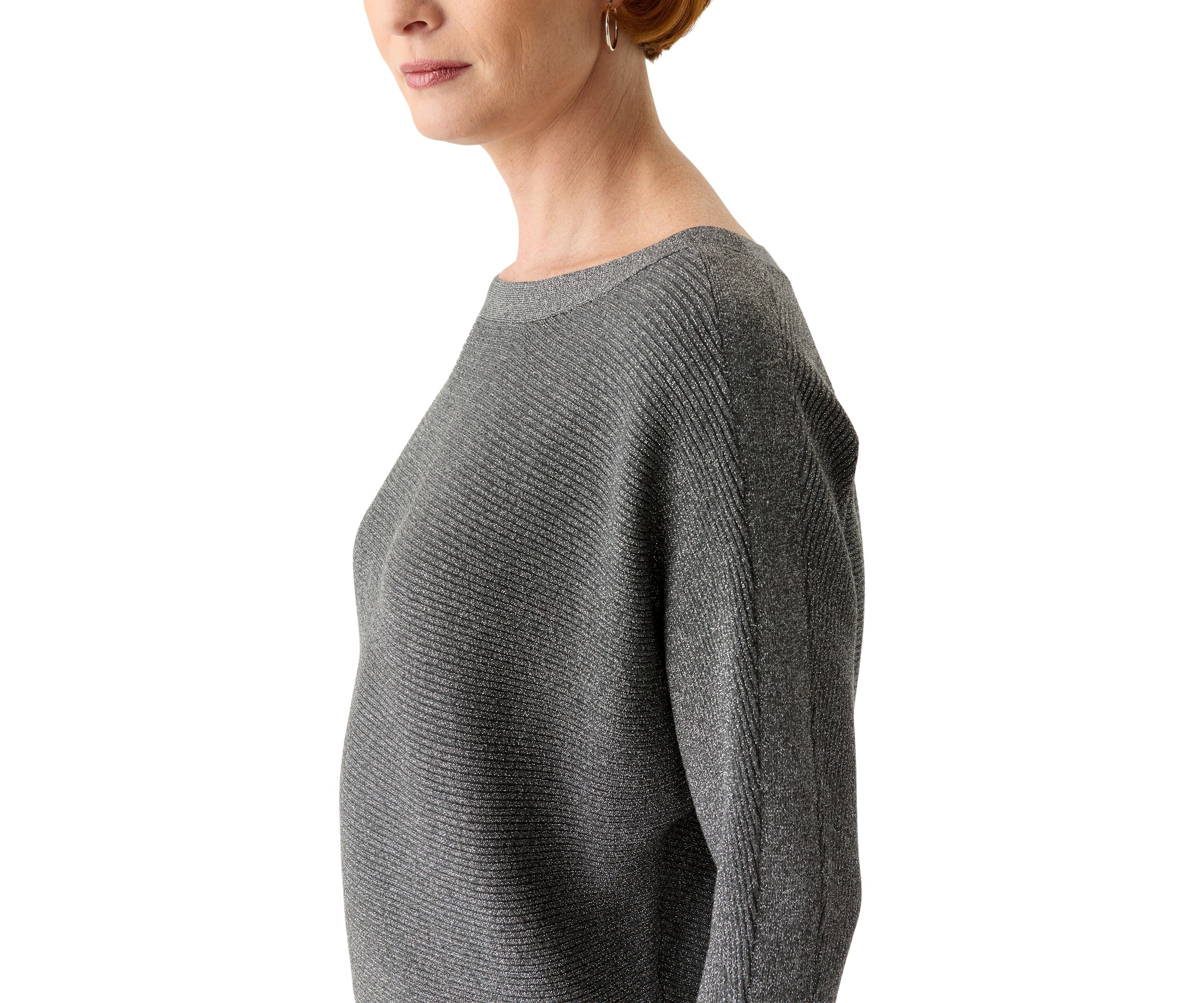 Womens 3/4 Sleeve Shine Dolman Sweater 