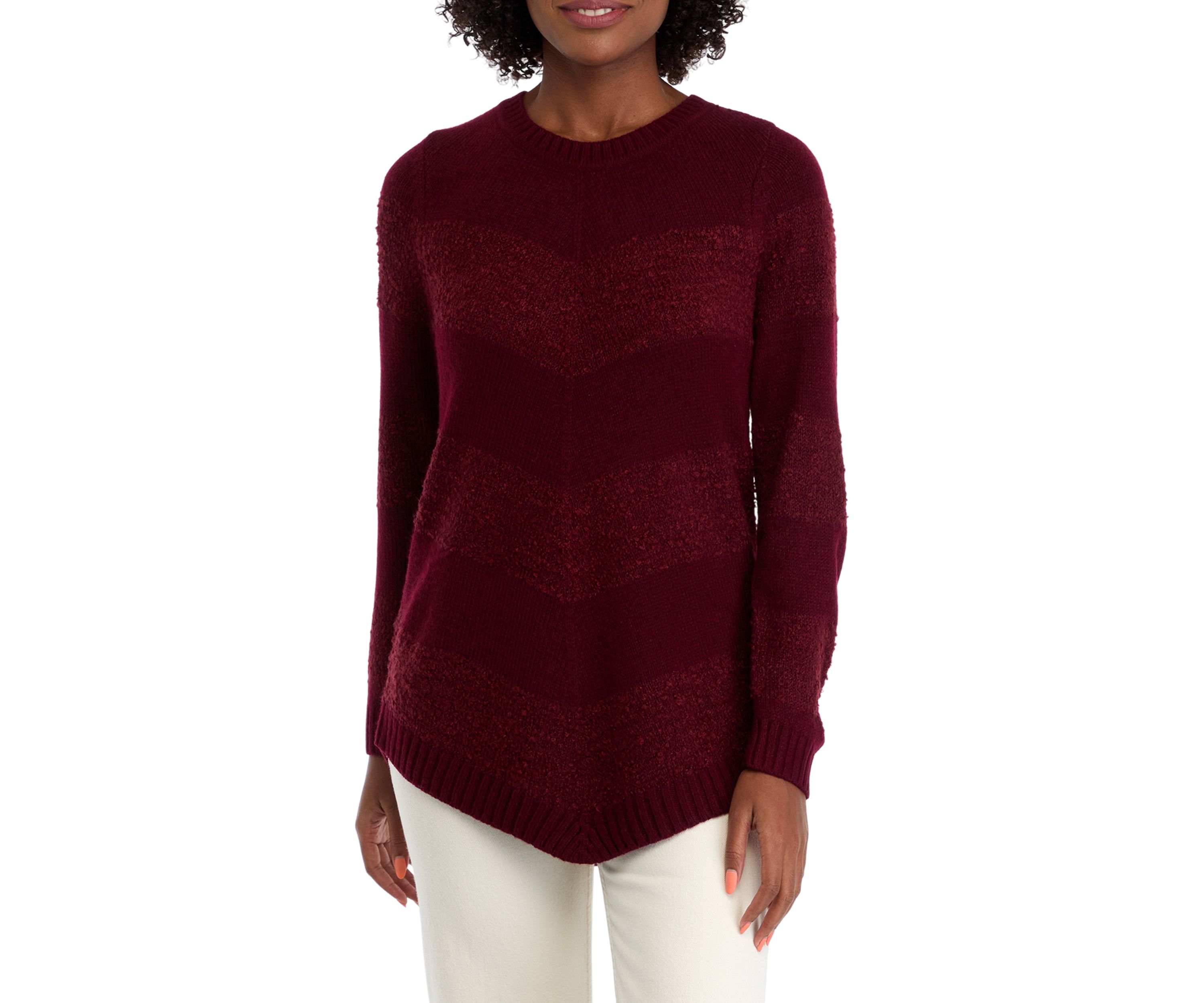Womens Asymmetrical Hem Chevron Sweater