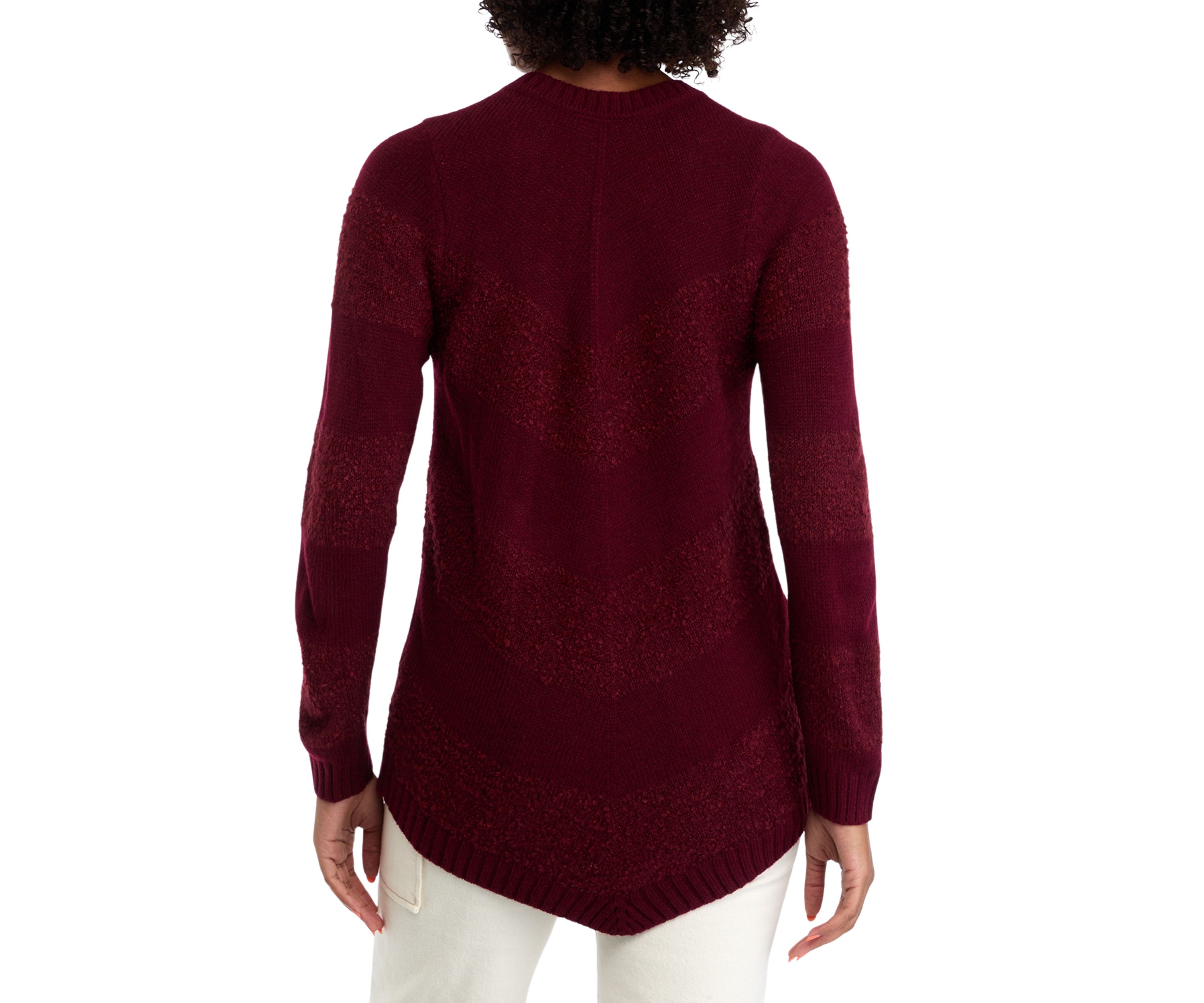Womens Asymmetrical Hem Chevron Sweater