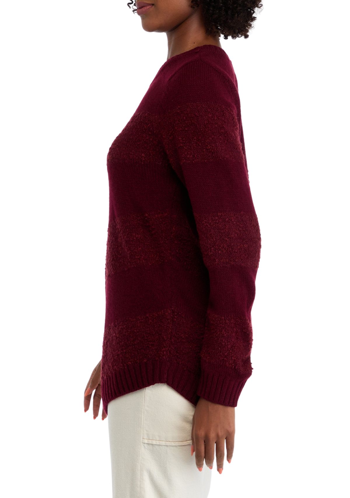 Womens Asymmetrical Hem Chevron Sweater