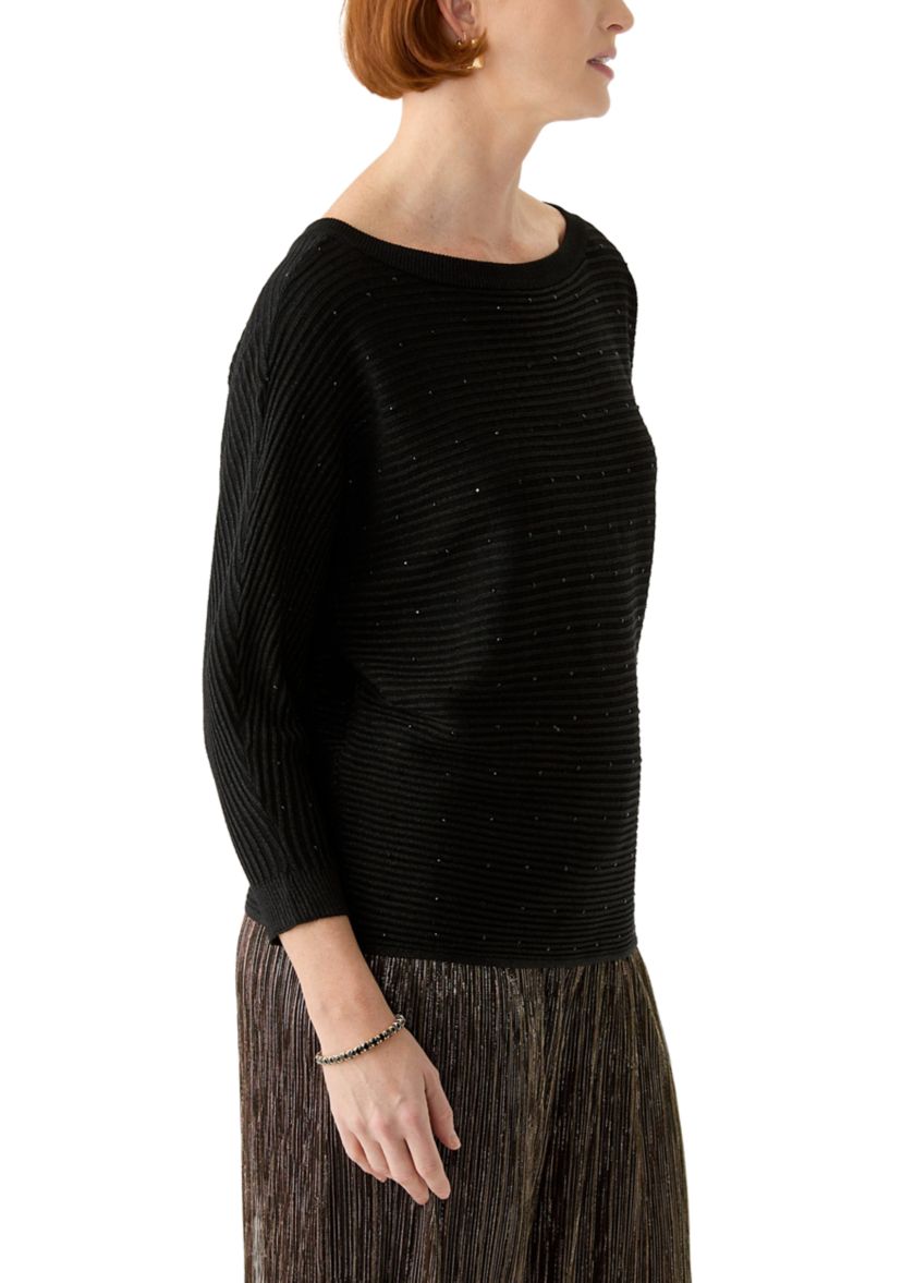 Womens 3/4 Sleeve Shine Dolman Sweater 