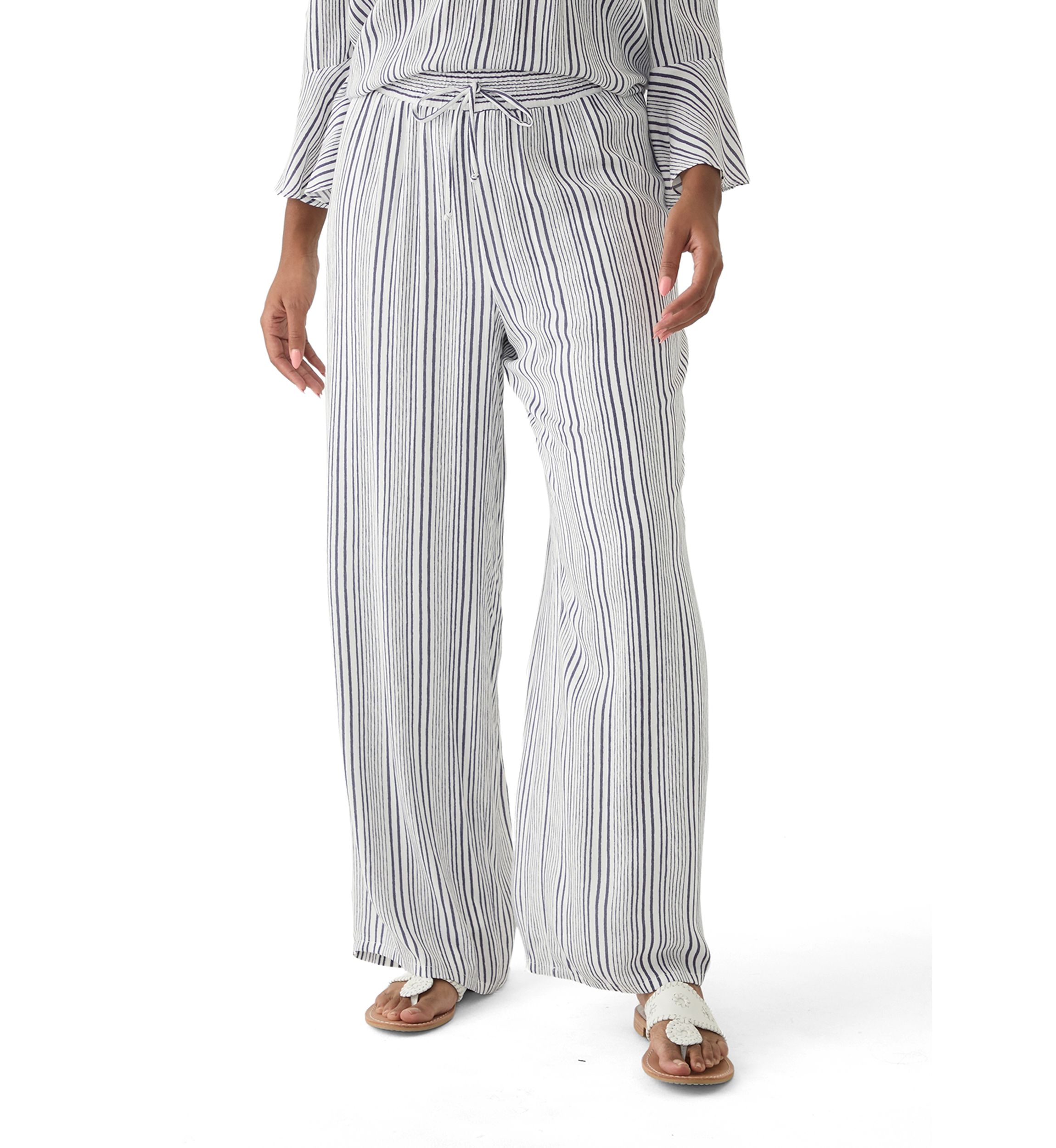 Womens Stripe Wide Leg Pants