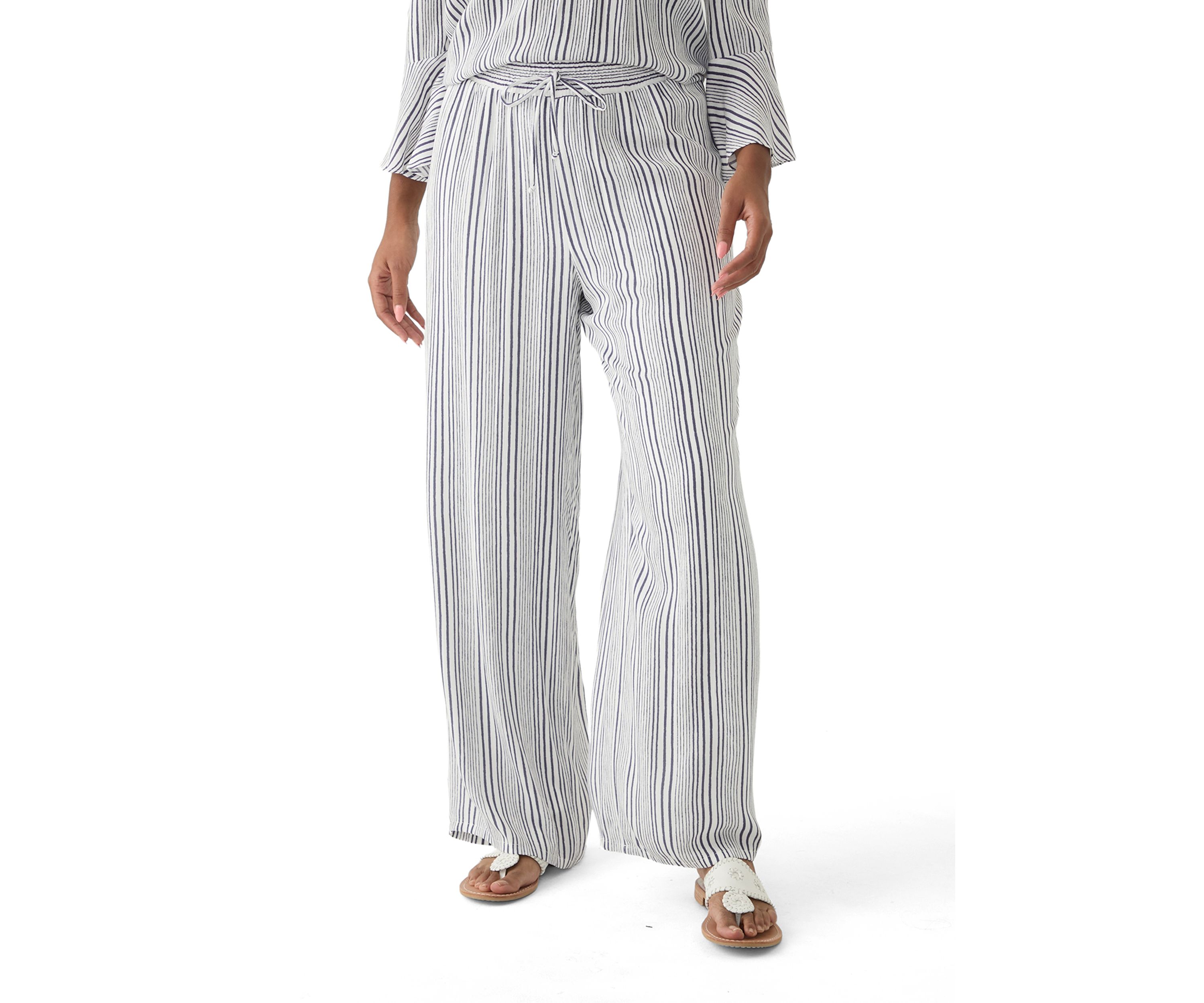 Womens Stripe Wide Leg Pants