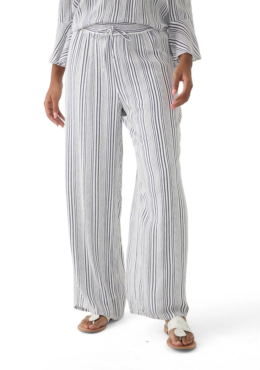 Womens Stripe Wide Leg Pants