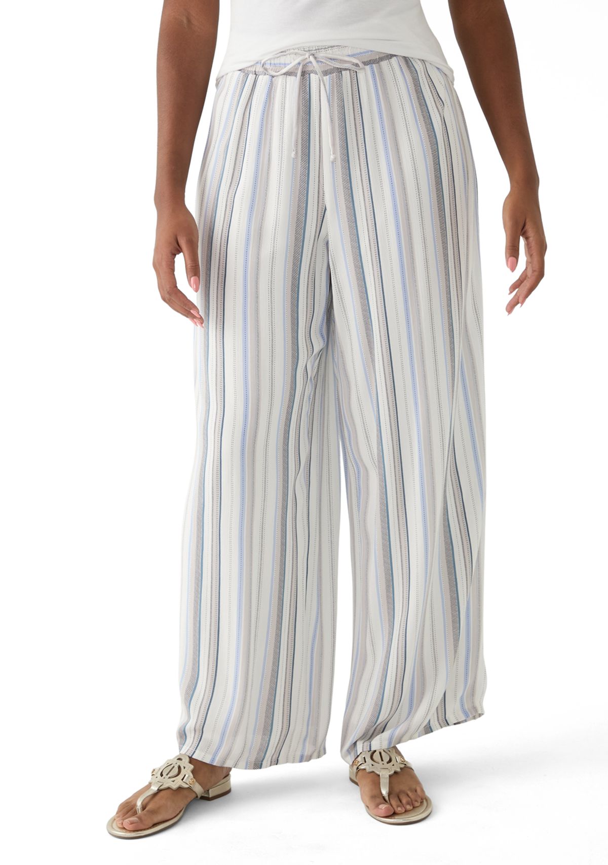 Womens Stripe Wide Leg Pants