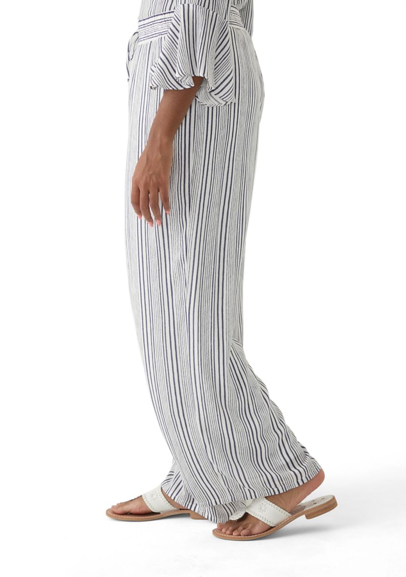 Womens Stripe Wide Leg Pants