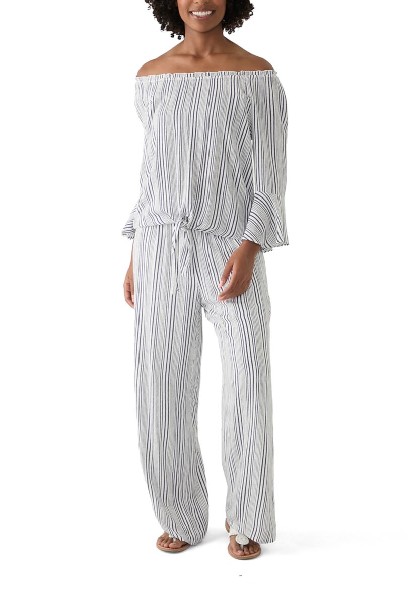 Womens Stripe Wide Leg Pants