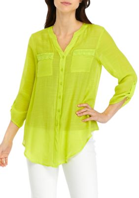 Women's 3/4 Sleeve Button Front Blouse