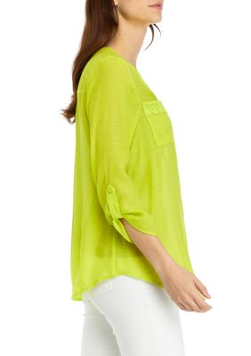 Women's 3/4 Sleeve Button Front Blouse