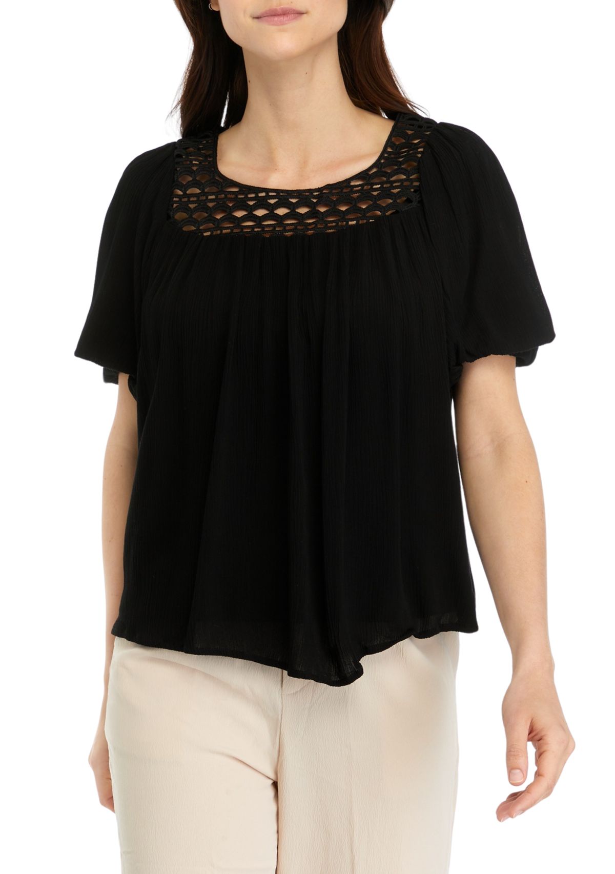 Womens Crochet Trim Top