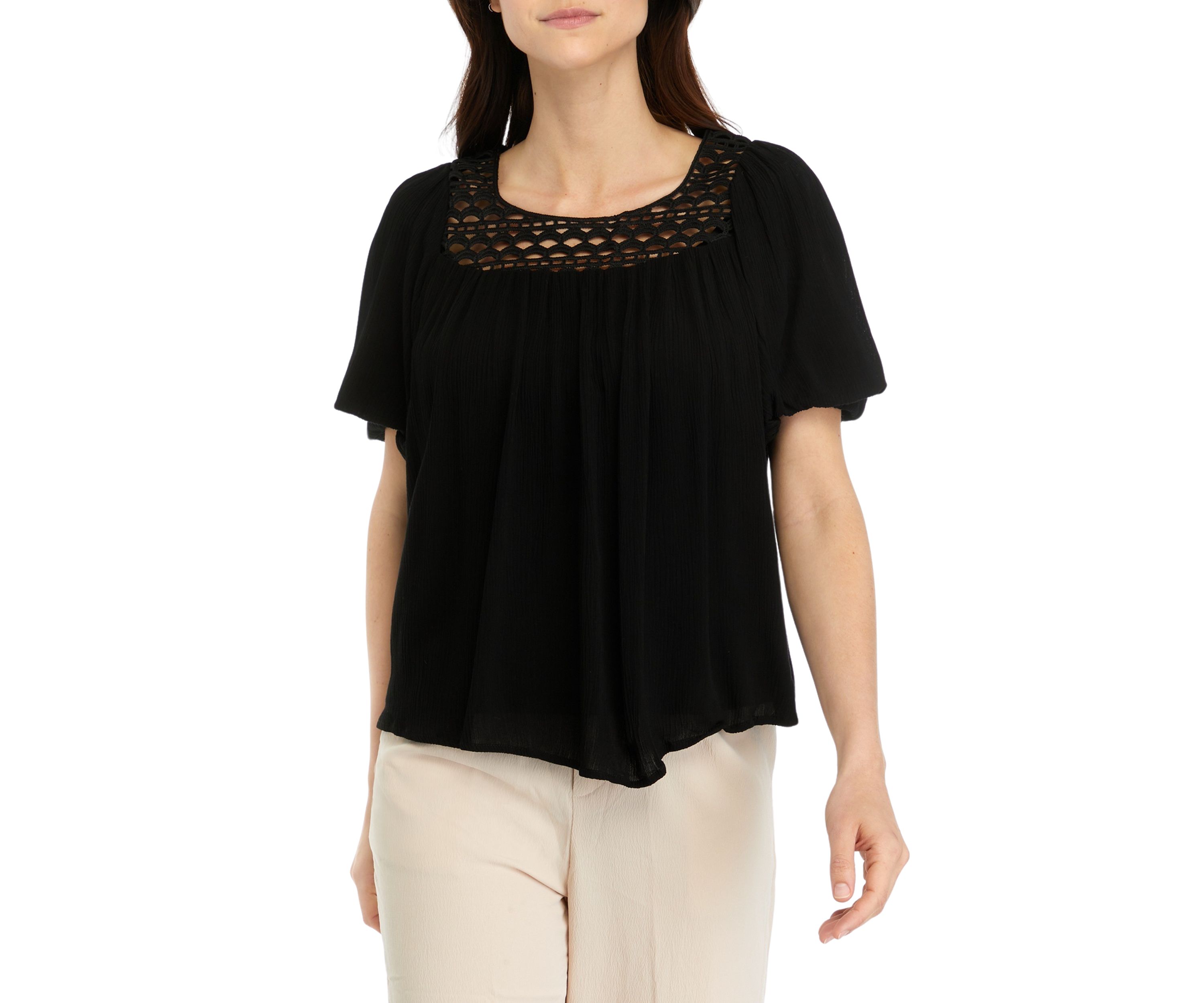 Womens Crochet Trim Top